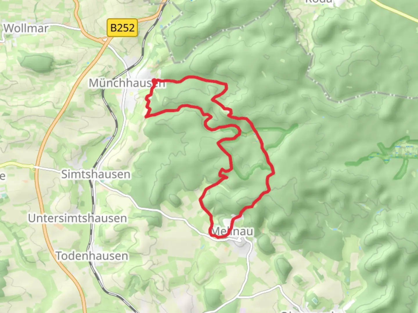 An image depicting the trail Munchhausen to Mellnau Loop and its surrounding area.