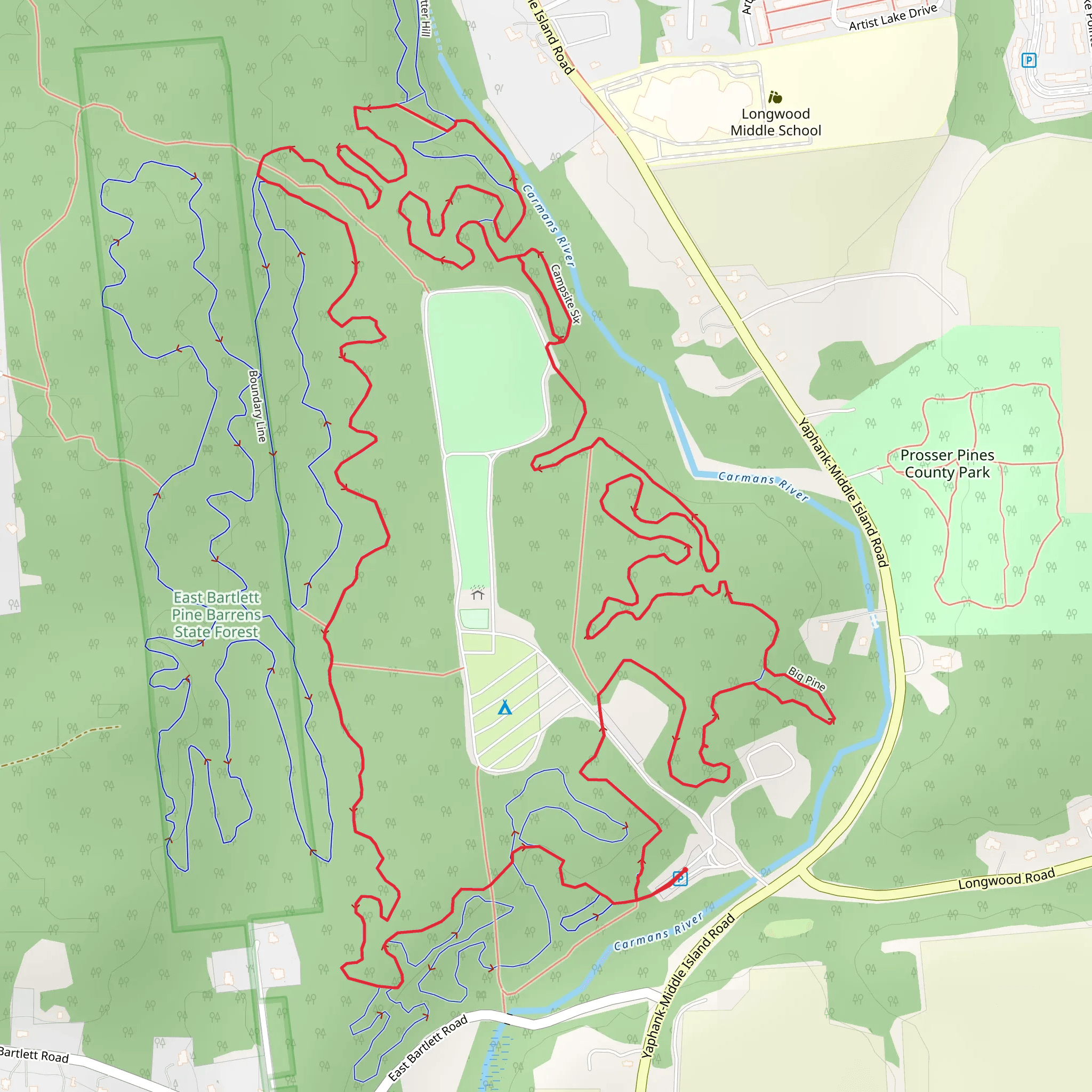 Carman River via Deer Path and Catheral Pines Mountain TrailLoop mobile static map