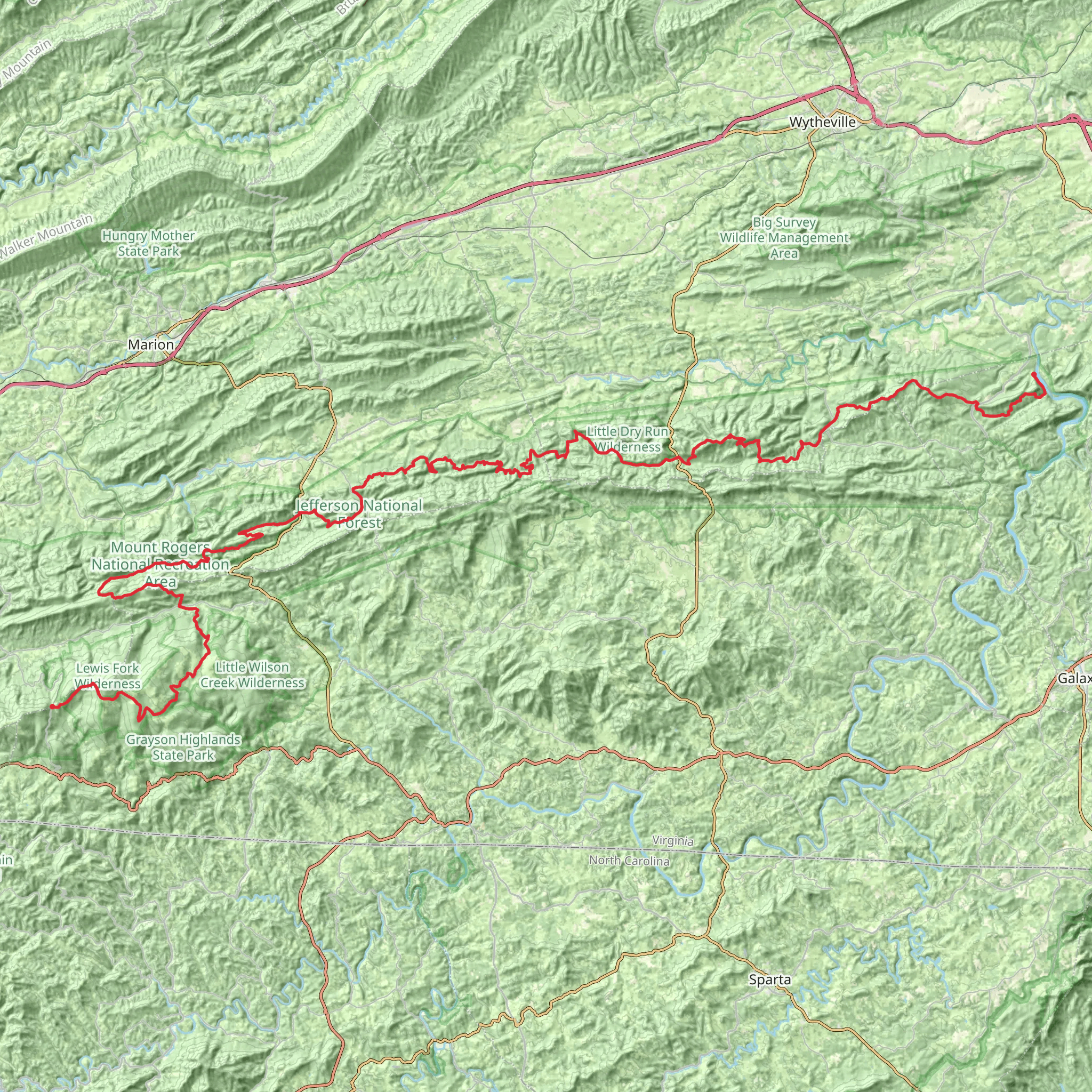 Virginia Highlands Trail mobile static map