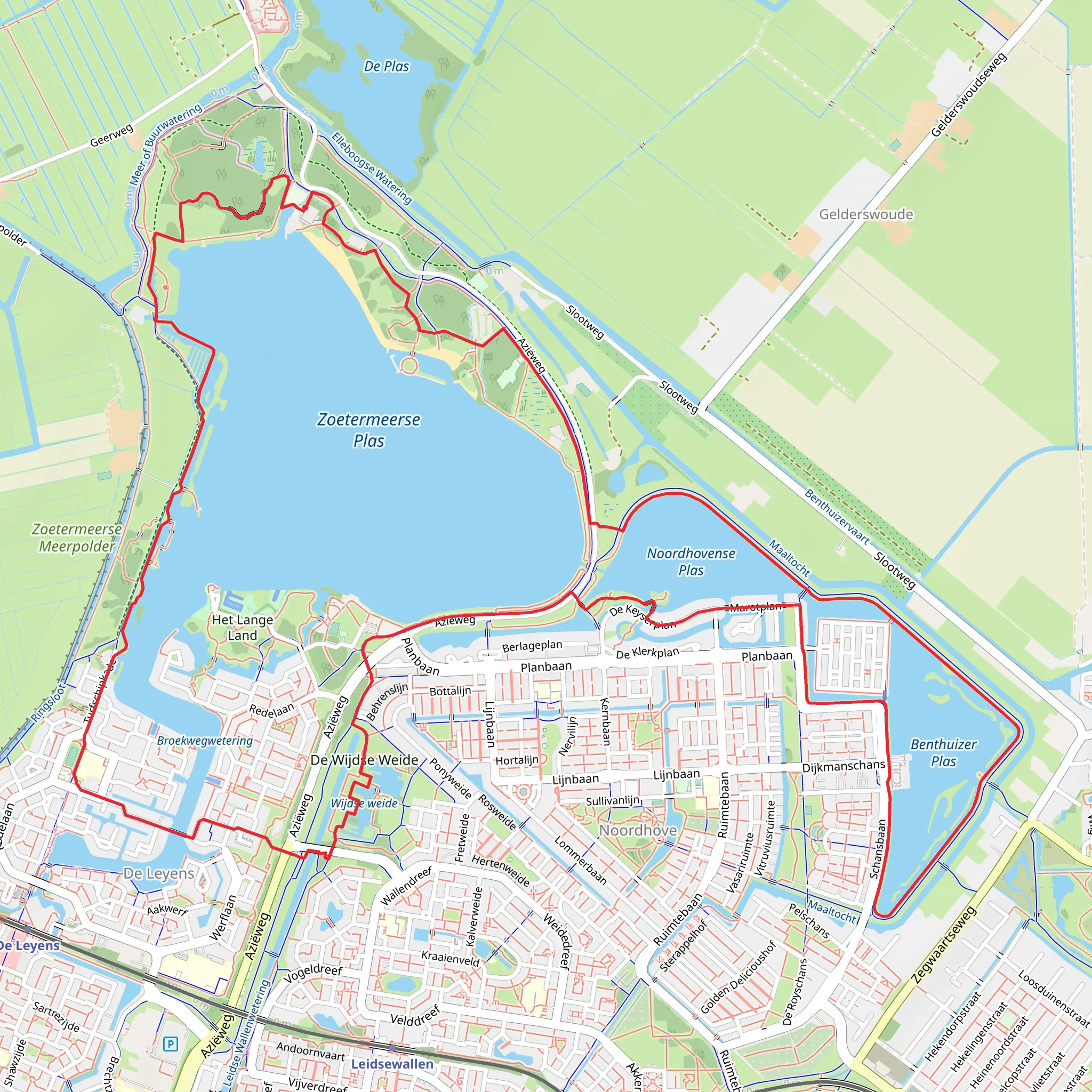 Zoetermeerse Plas and Benthuizer Plas Loop mobile static map