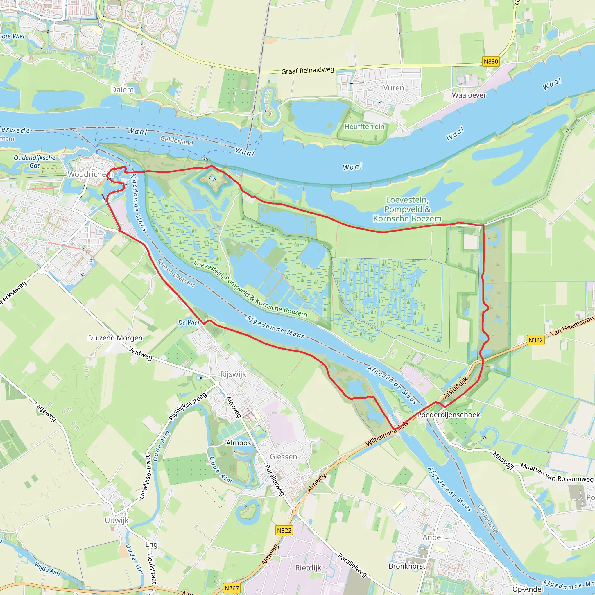 Waarden bij Loevestein and Afgedamde Maas Loop mobile static map