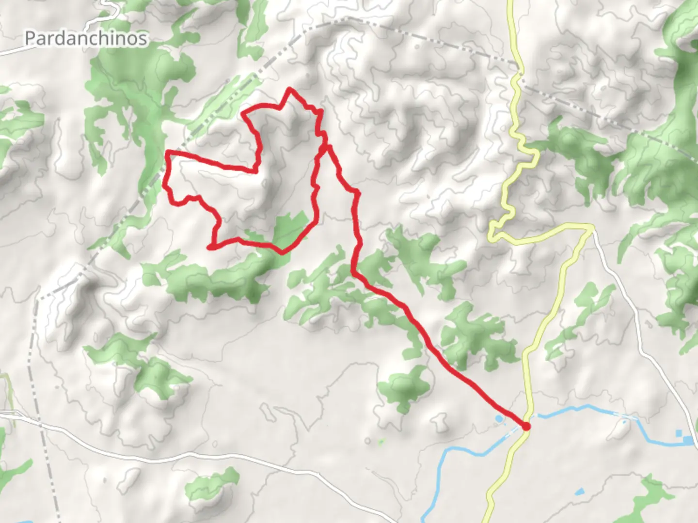 An image depicting the trail Route of the Wineries PR CV 257 and its surrounding area.