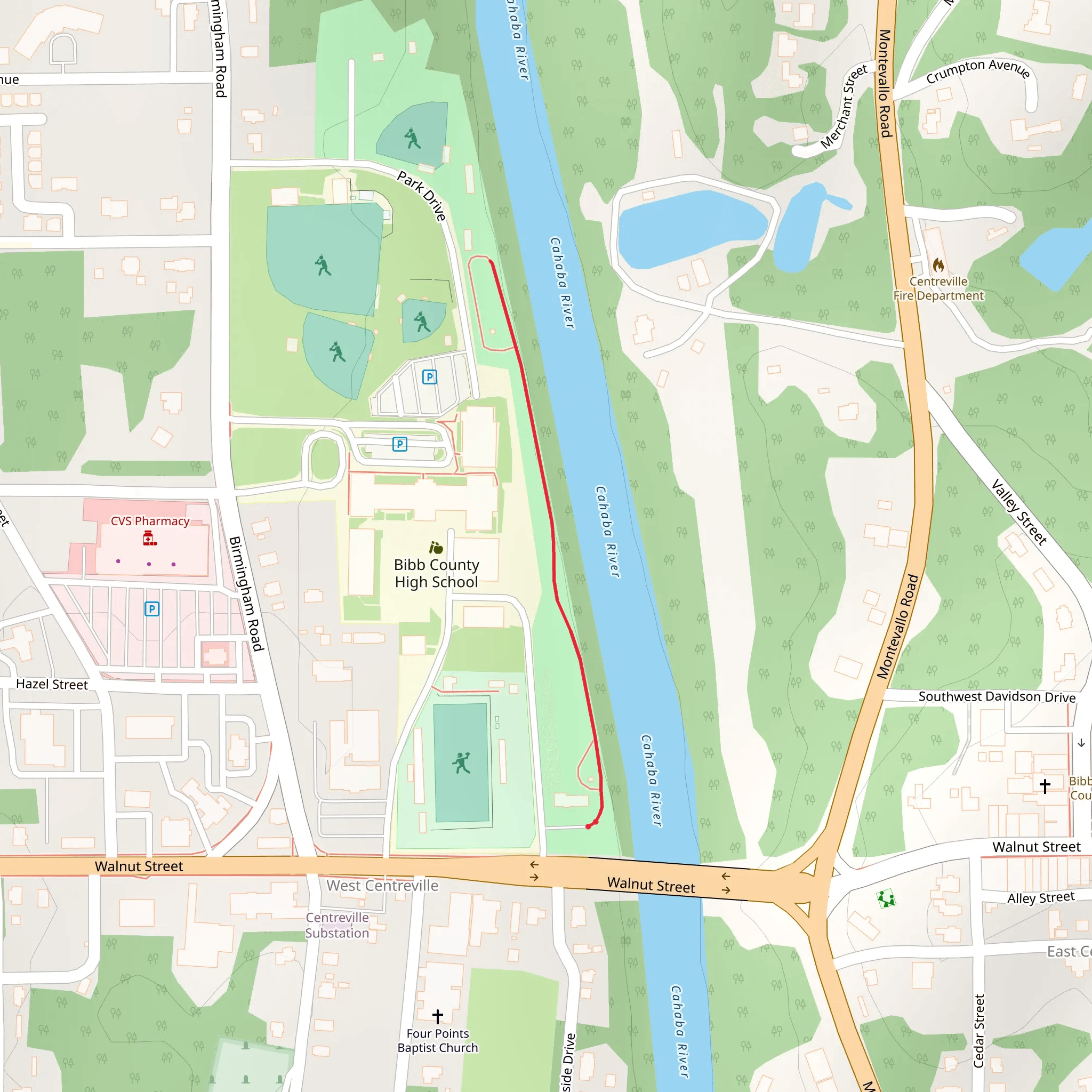 Cahaba River Walkalong mobile static map