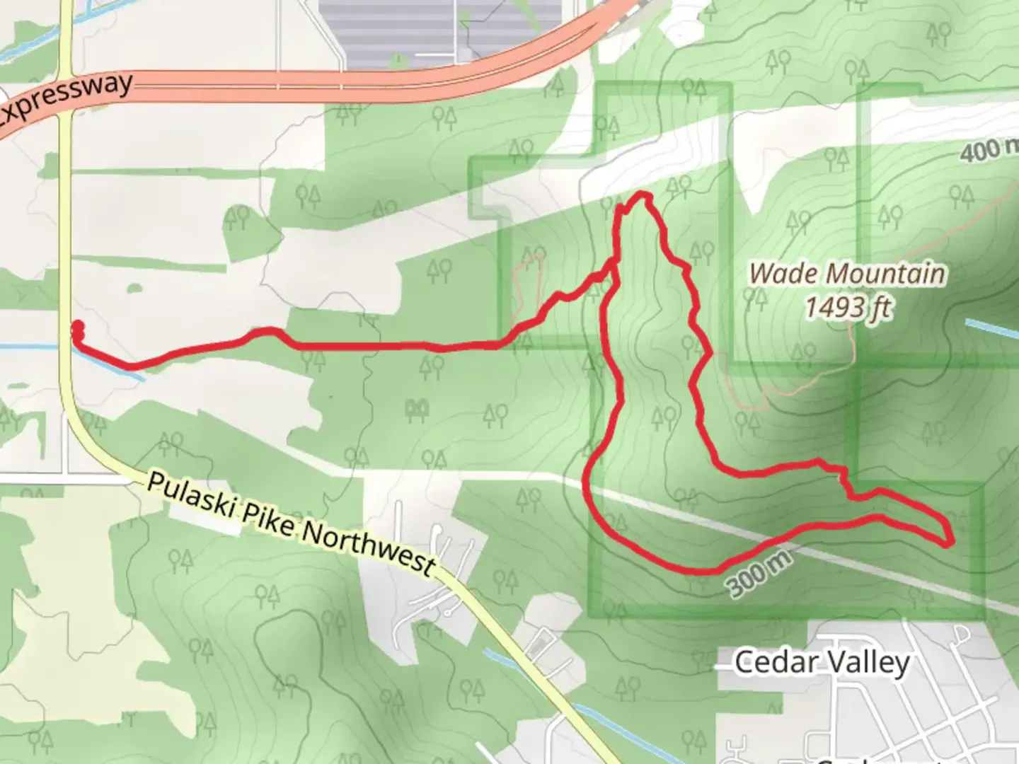 An image depicting the trail Wade Mountain Greenway, Fossil Bench Trail and Bostick Trail Loop and its surrounding area.