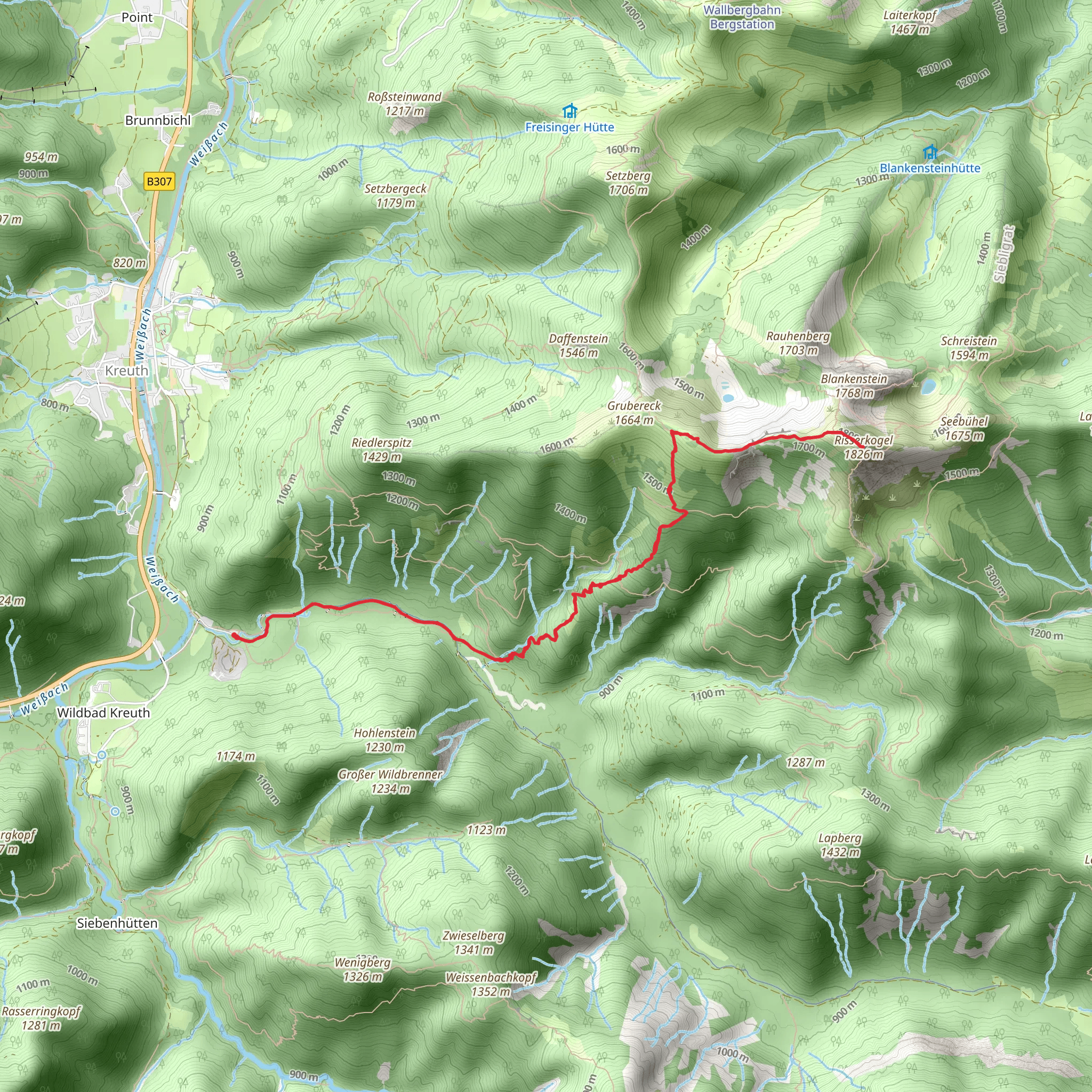 Risserkogel Peak Walk via AV Weg 616 mobile static map