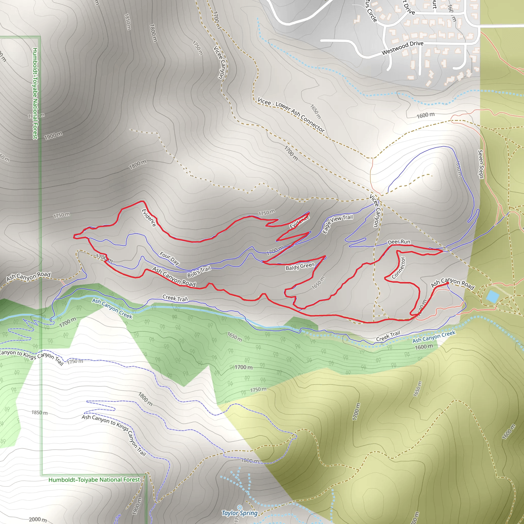 Deer Run, Evidence and Ash Canyon Road Loop mobile static map