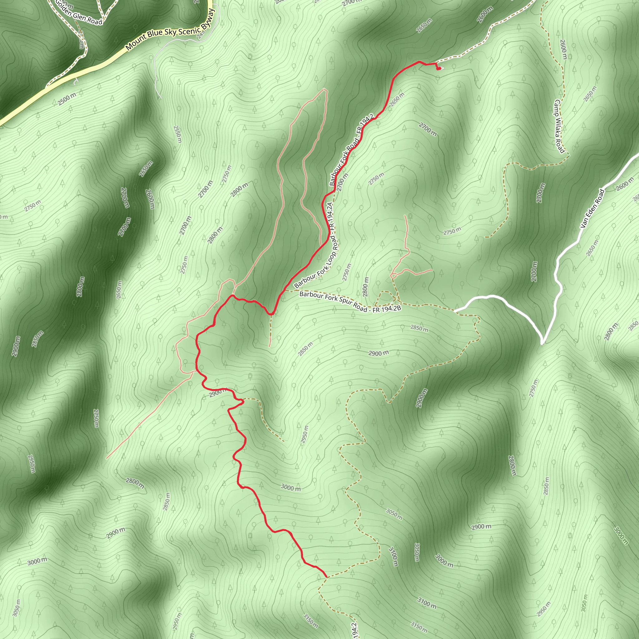 Barbour Fork from Soda Creek Road mobile static map