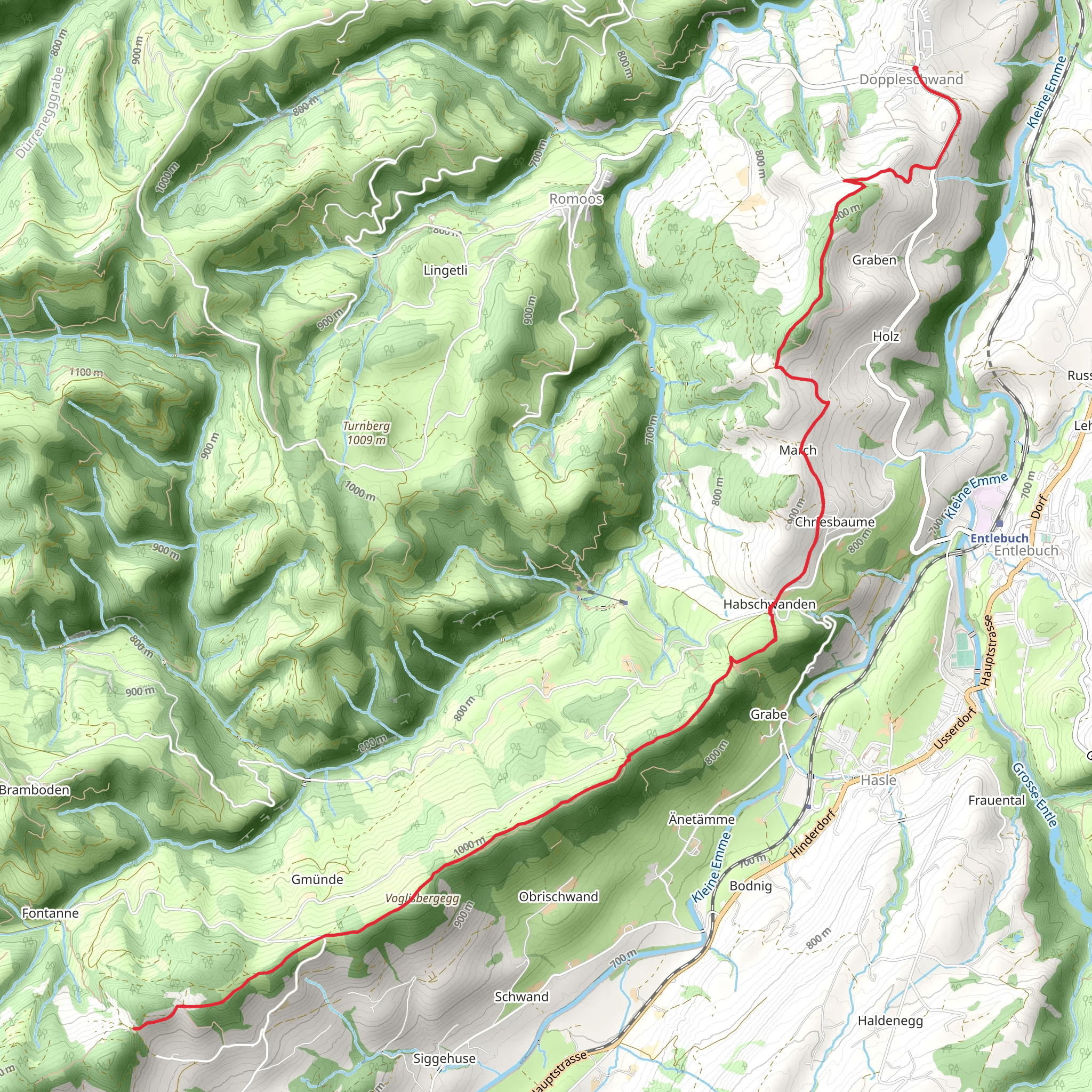 Doppleschwand to Obstaldenegg mobile static map