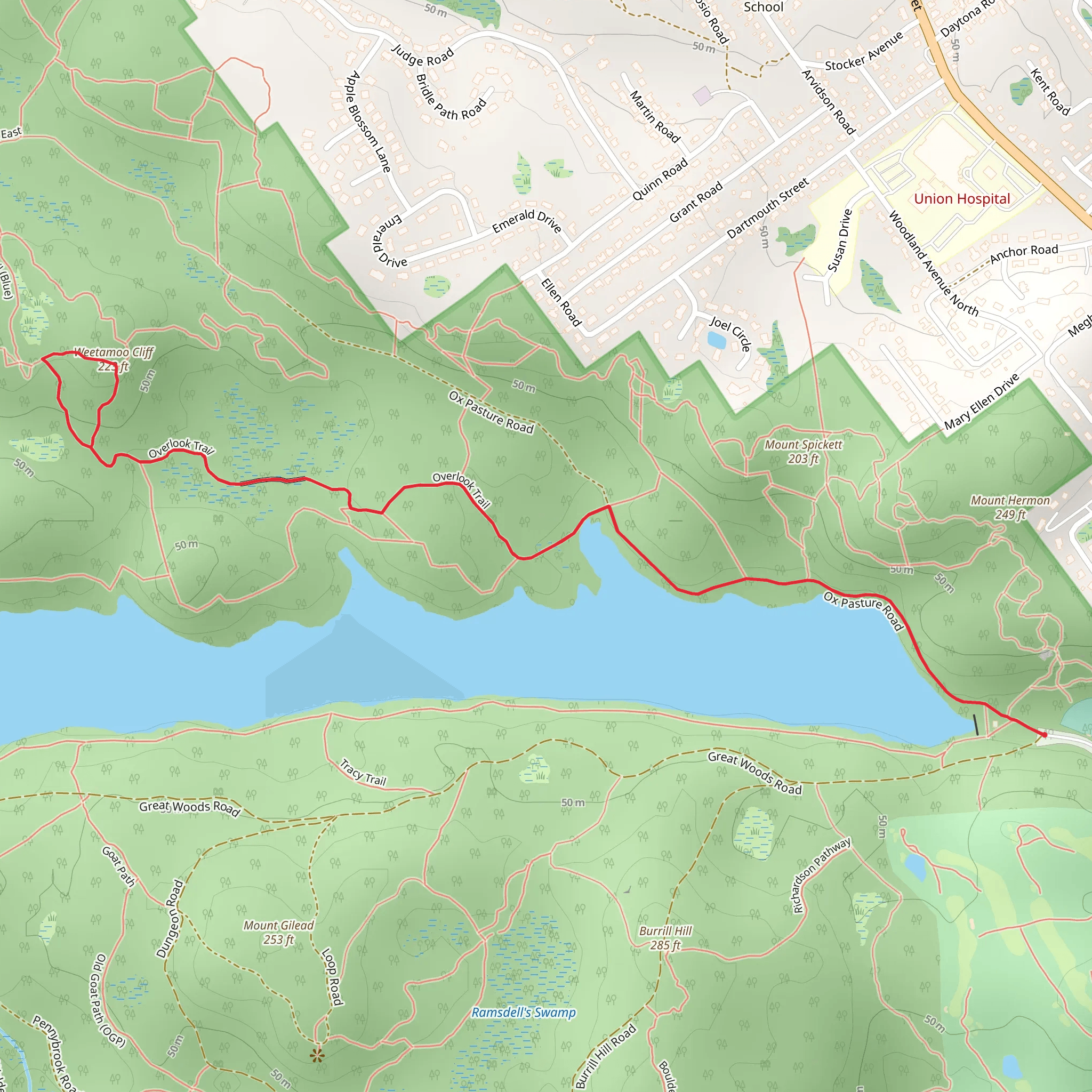 Weetamoo Cliff via Overlook Trail mobile static map