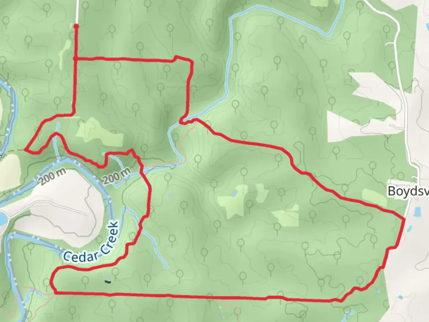 An image depicting the trail Cedar Creek - Smith Creek Loop Trail and its surrounding area.