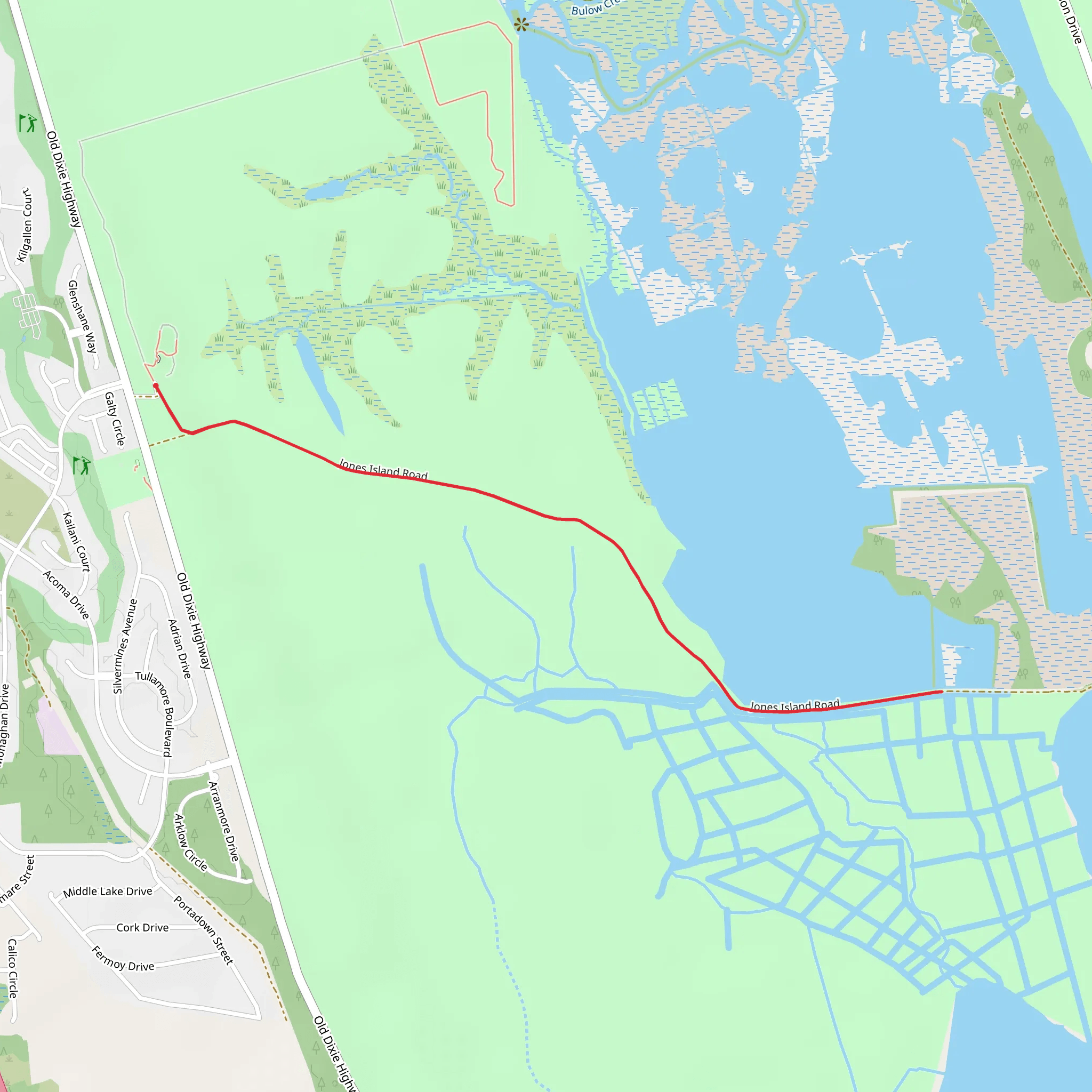 Jones Island Road Out and Back mobile static map