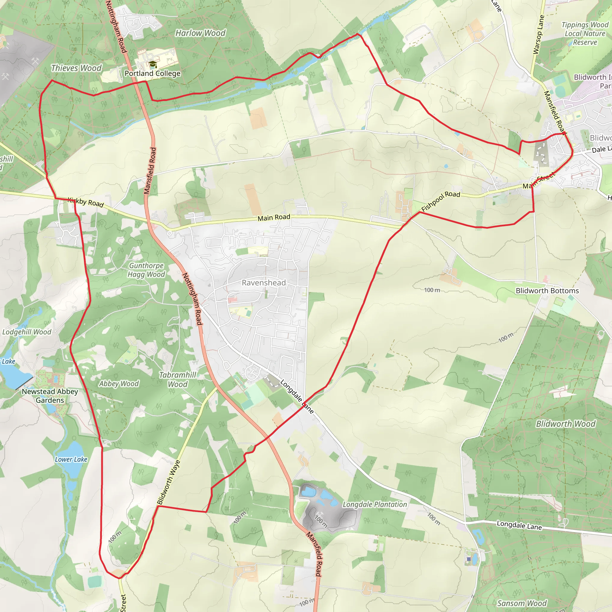 Normanshill Wood and Abbey Wood via Robin Hood Way mobile static map