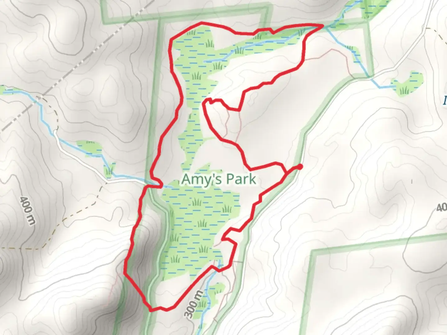An image depicting the trail Red Trail North and Yellow Trail Loop via Padanarum Road and its surrounding area.