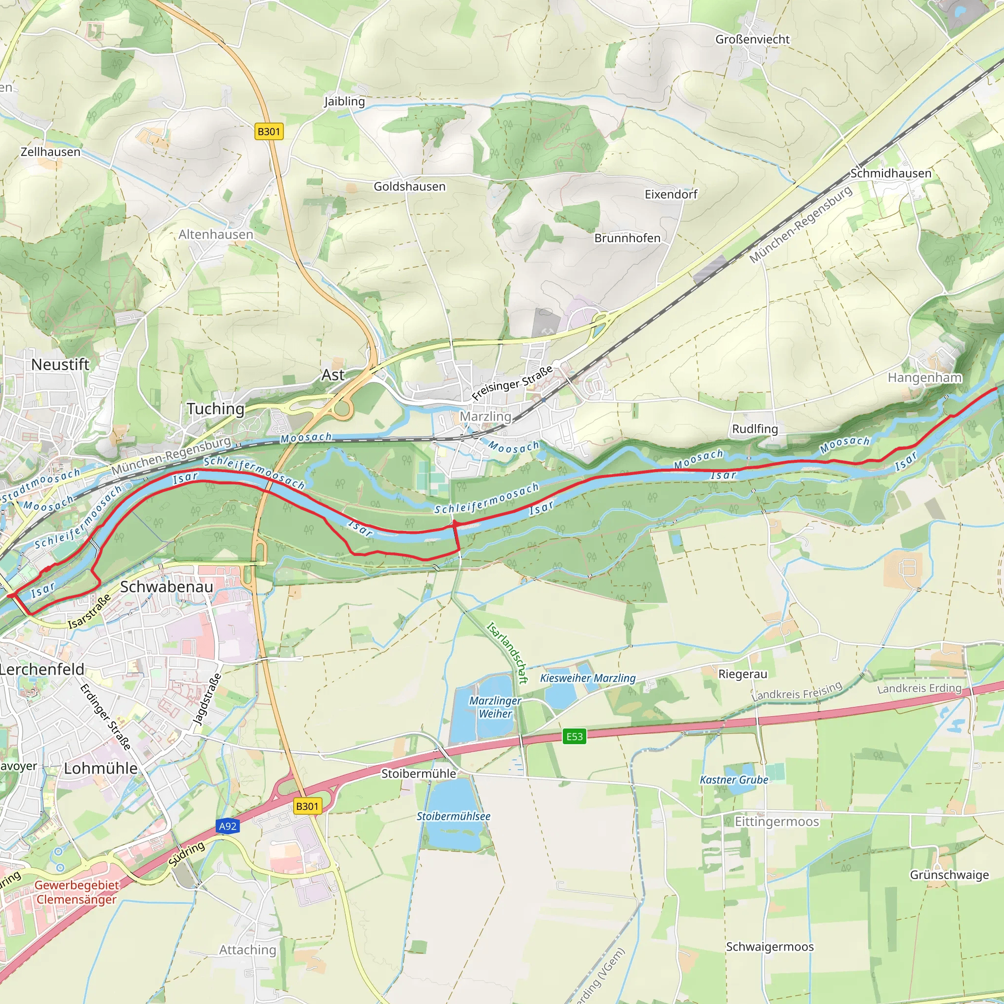 River Isar Loop - Marzling mobile static map