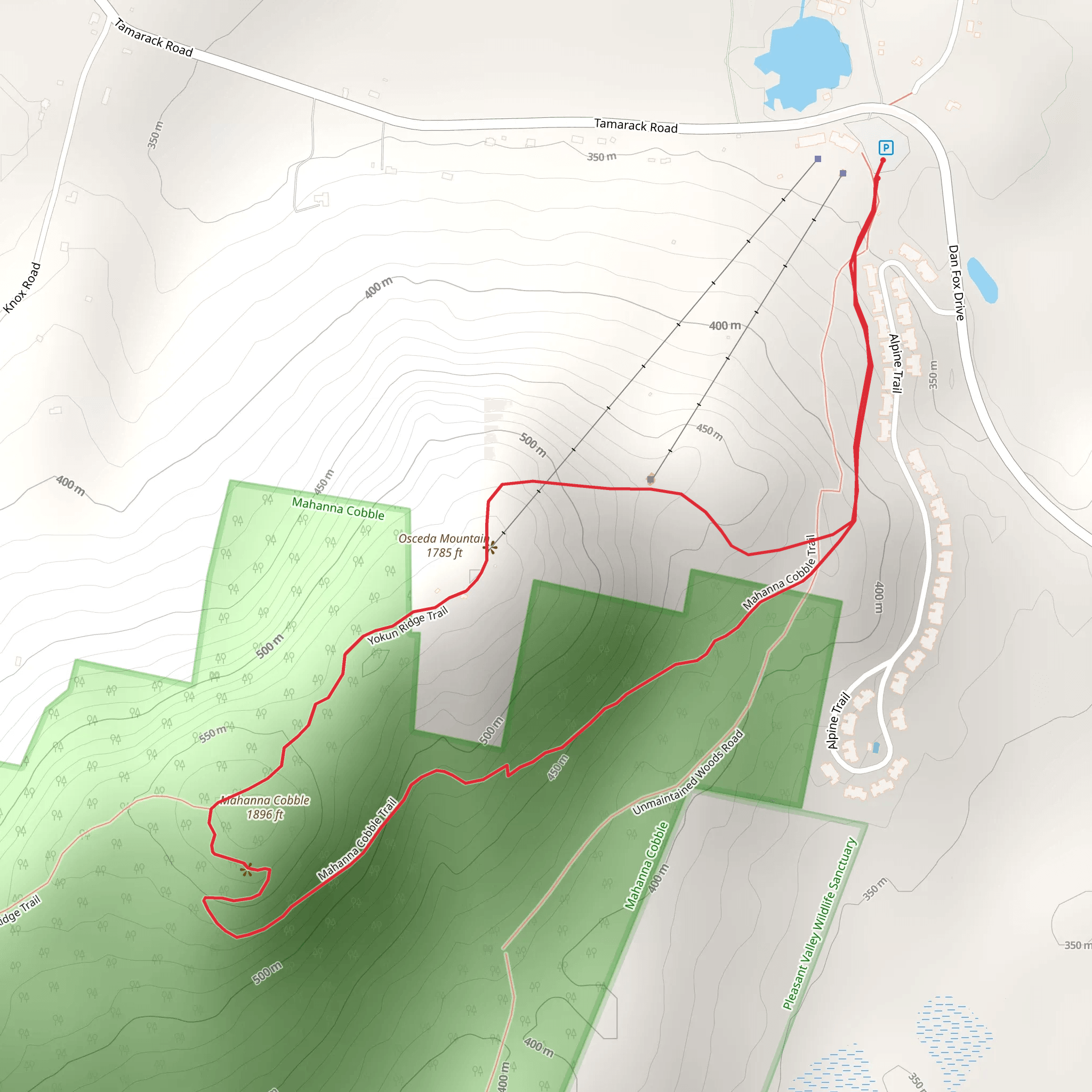 Osceda Mountain and Mahanna Cobble Loop mobile static map