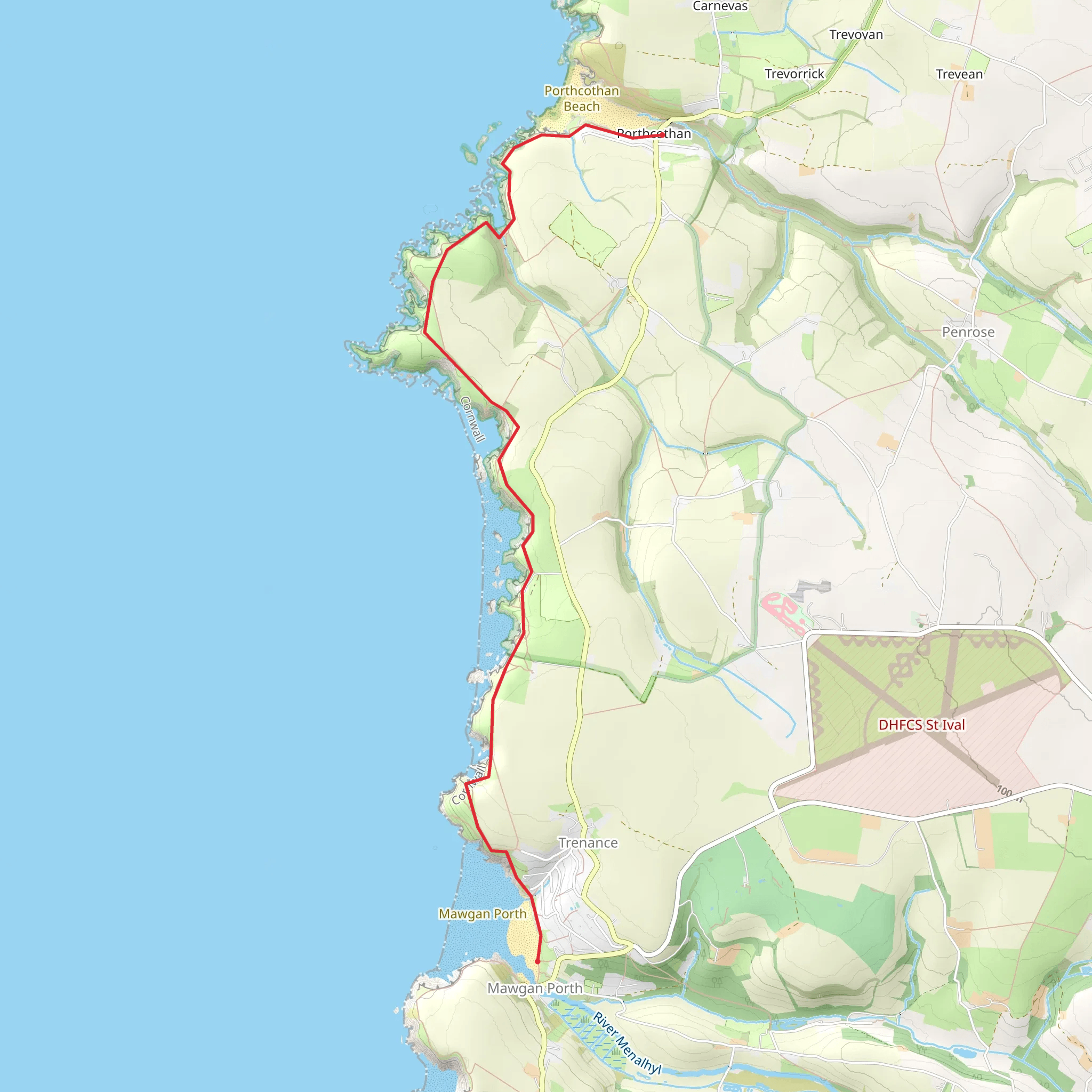 Porthcothan to Mawgan Porth Walk mobile static map