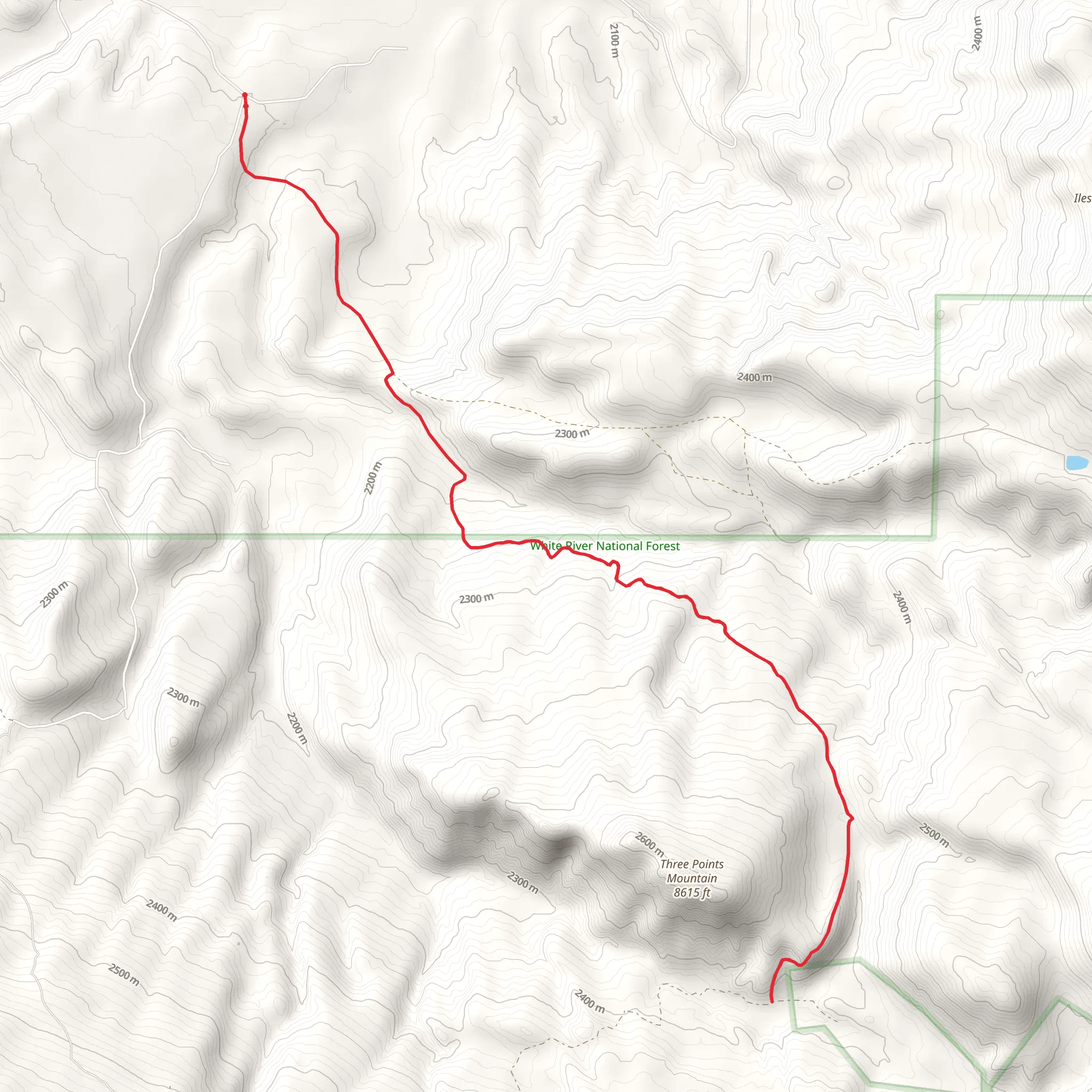 Three Points Mountain via Three Points Trail mobile static map