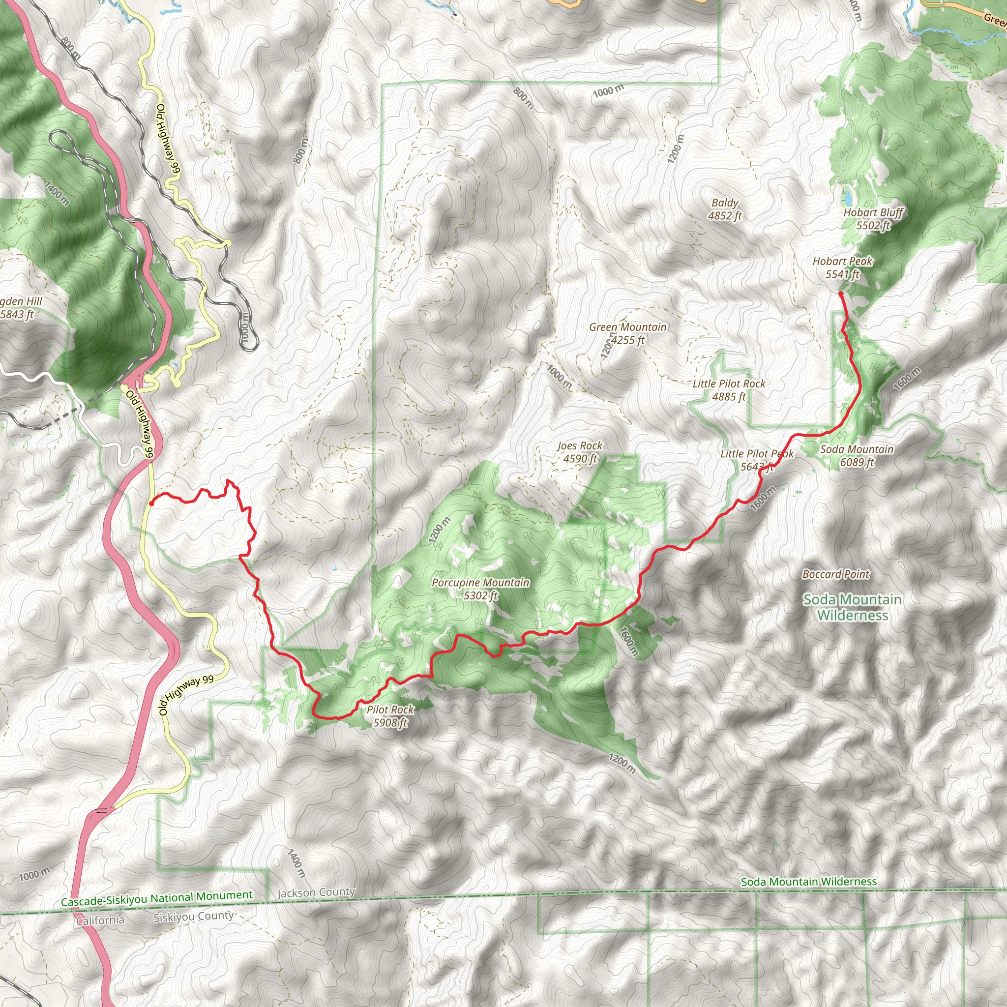 Little Pilot Peak via PCT mobile static map