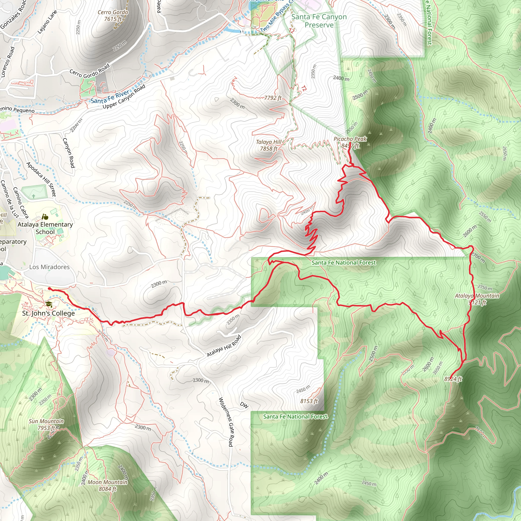 Atalaya Mountain and Picacho Peak Loop via Saint John's Trail mobile static map
