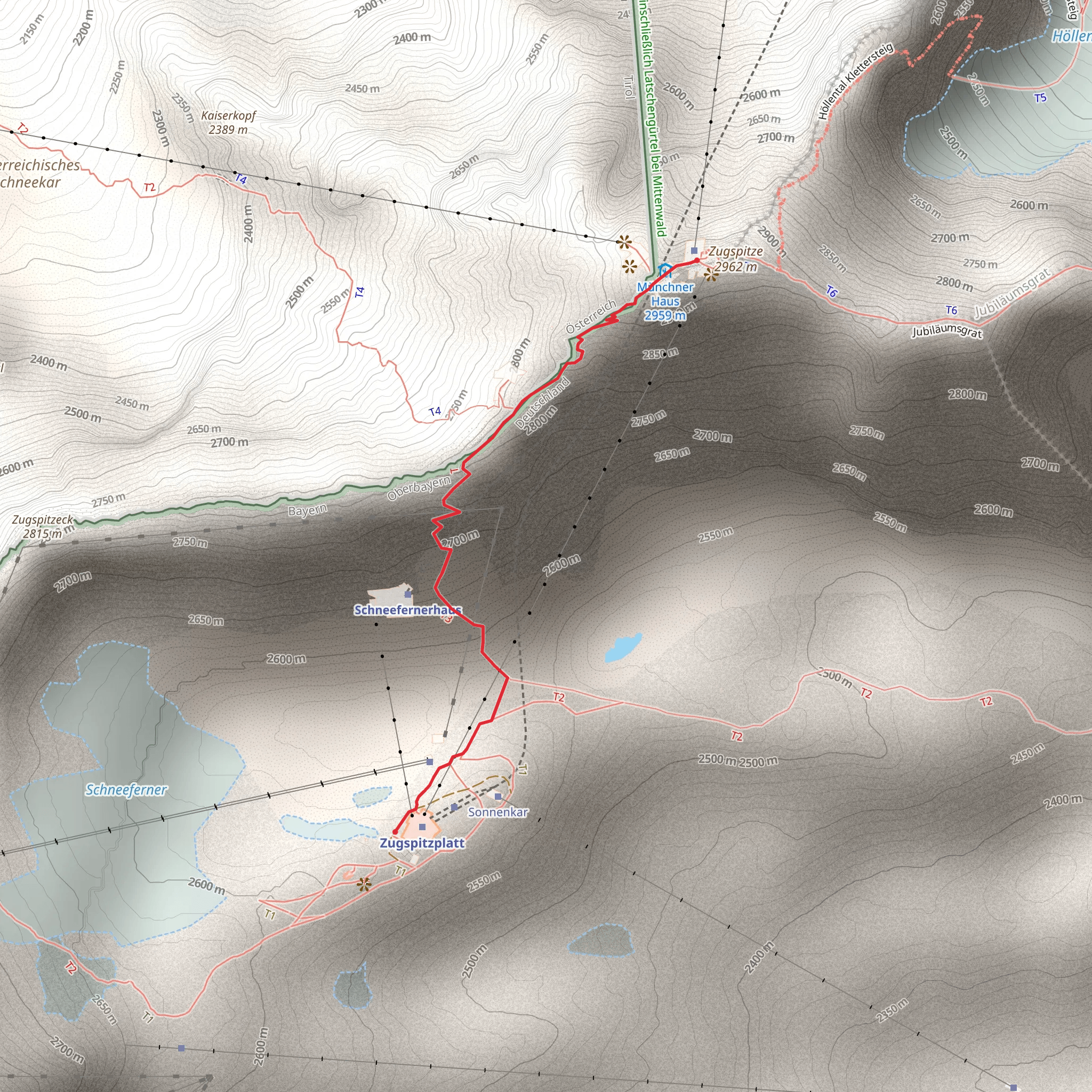 Zugspitzplatt to Zugspitze Walk mobile static map