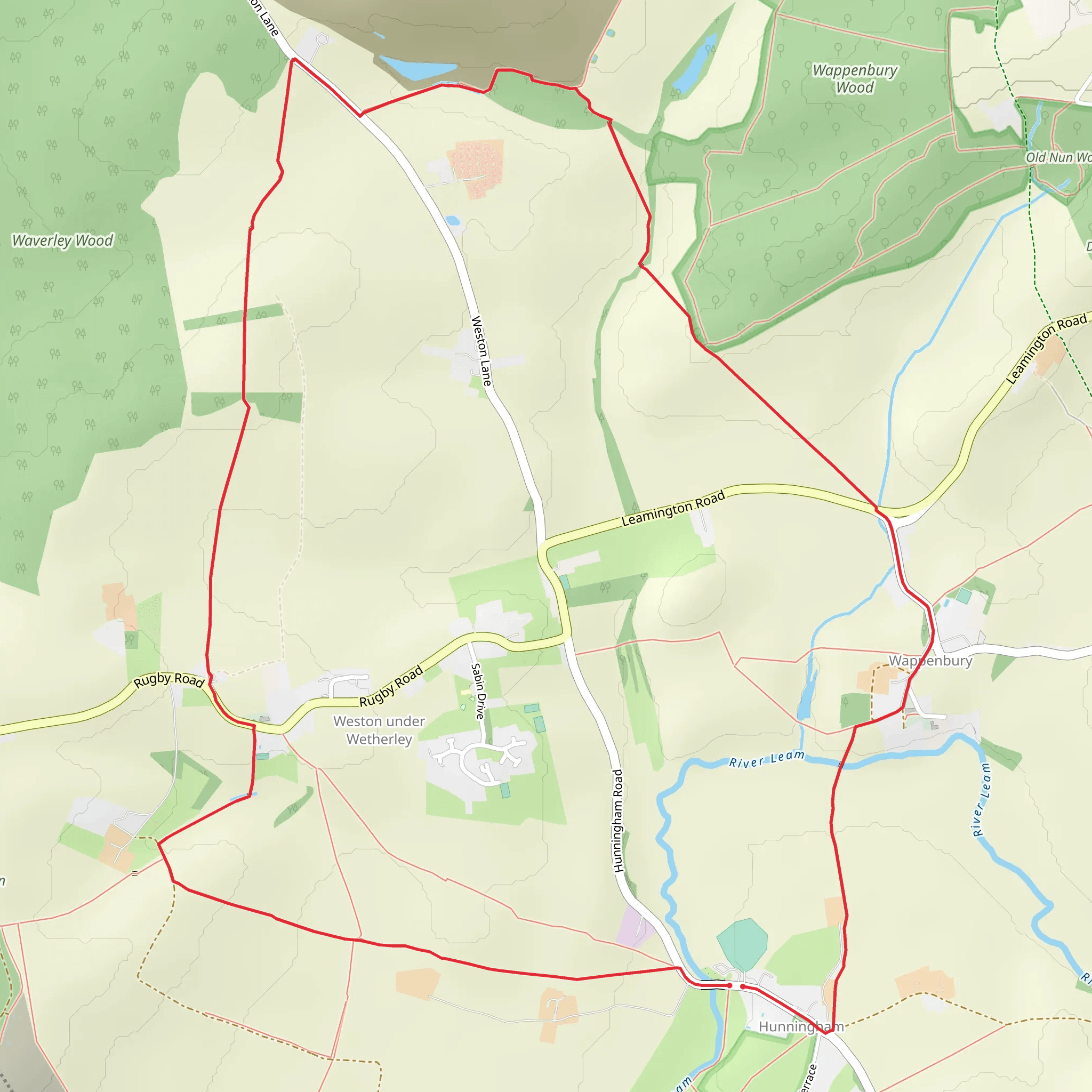 Wappenbury Circular from Hunningham mobile static map