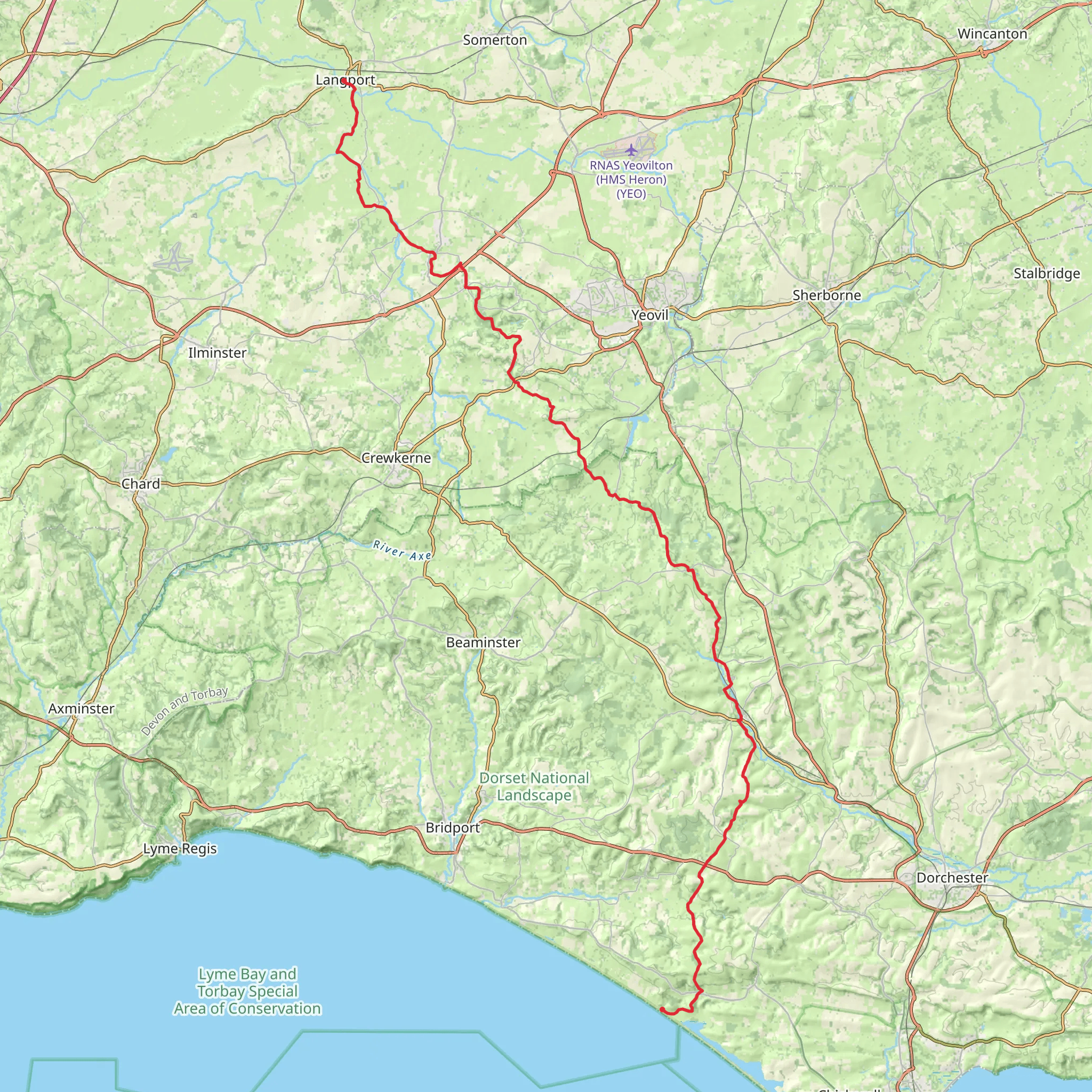 Macmillan Way - Abbotsbury - Langport Link mobile static map