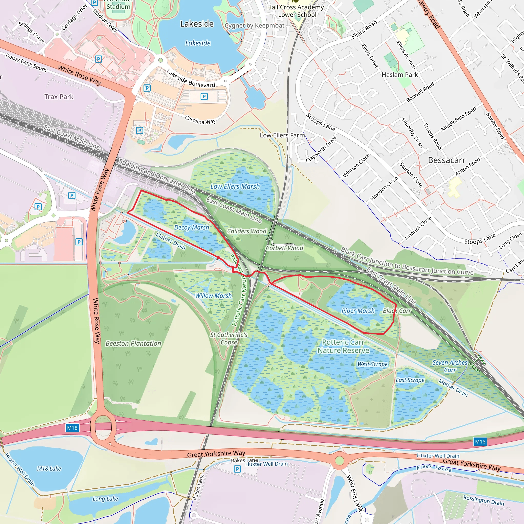 Potteric Carr Nature Reserve Loop mobile static map