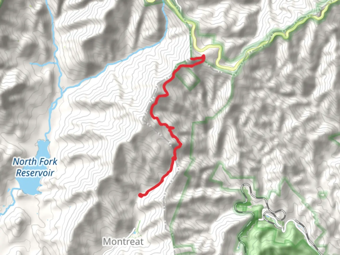 An image depicting the trail Pinnacle via Graybeard Trail and Old Mitchell Toll Road and its surrounding area.