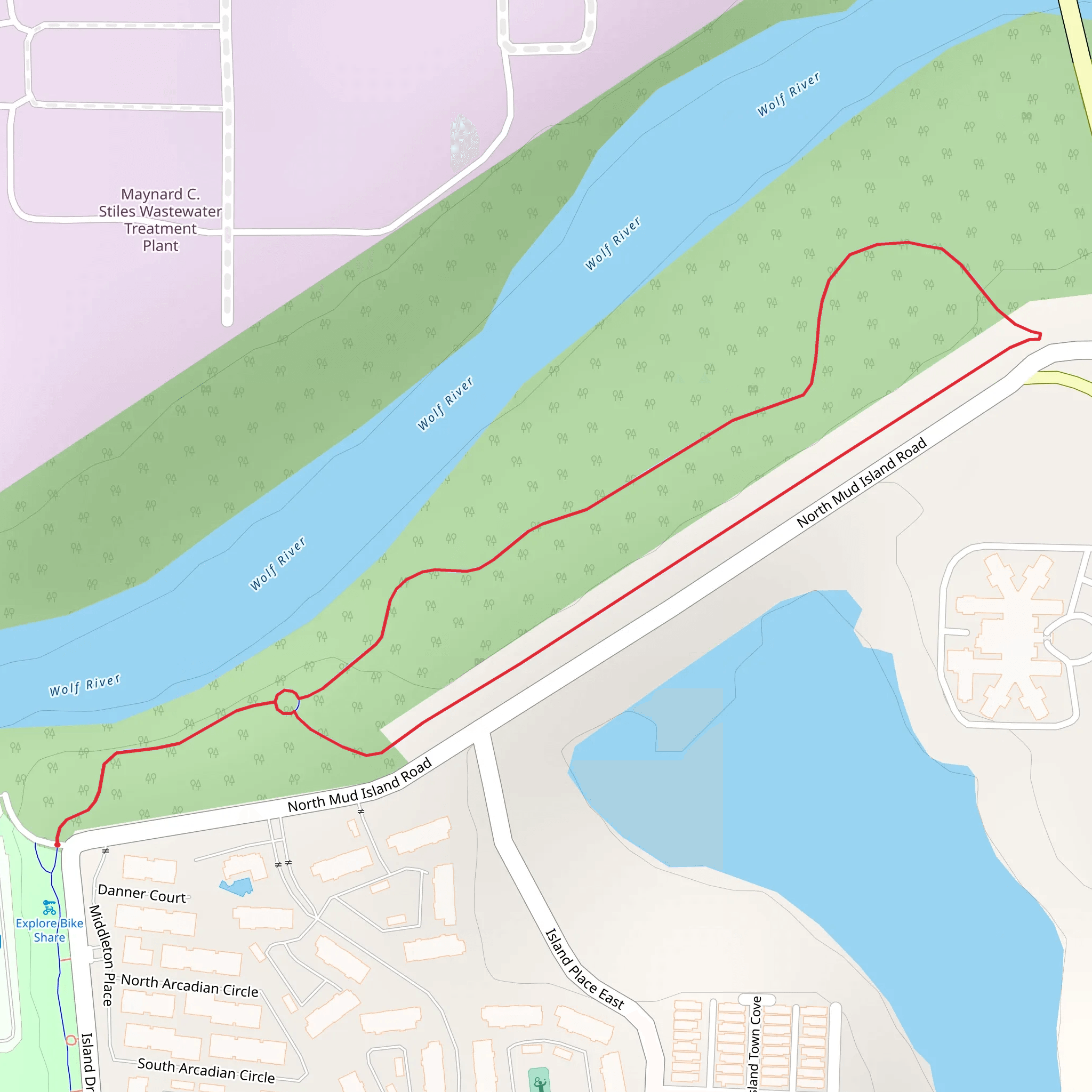 North Mud Island Road Loop mobile static map