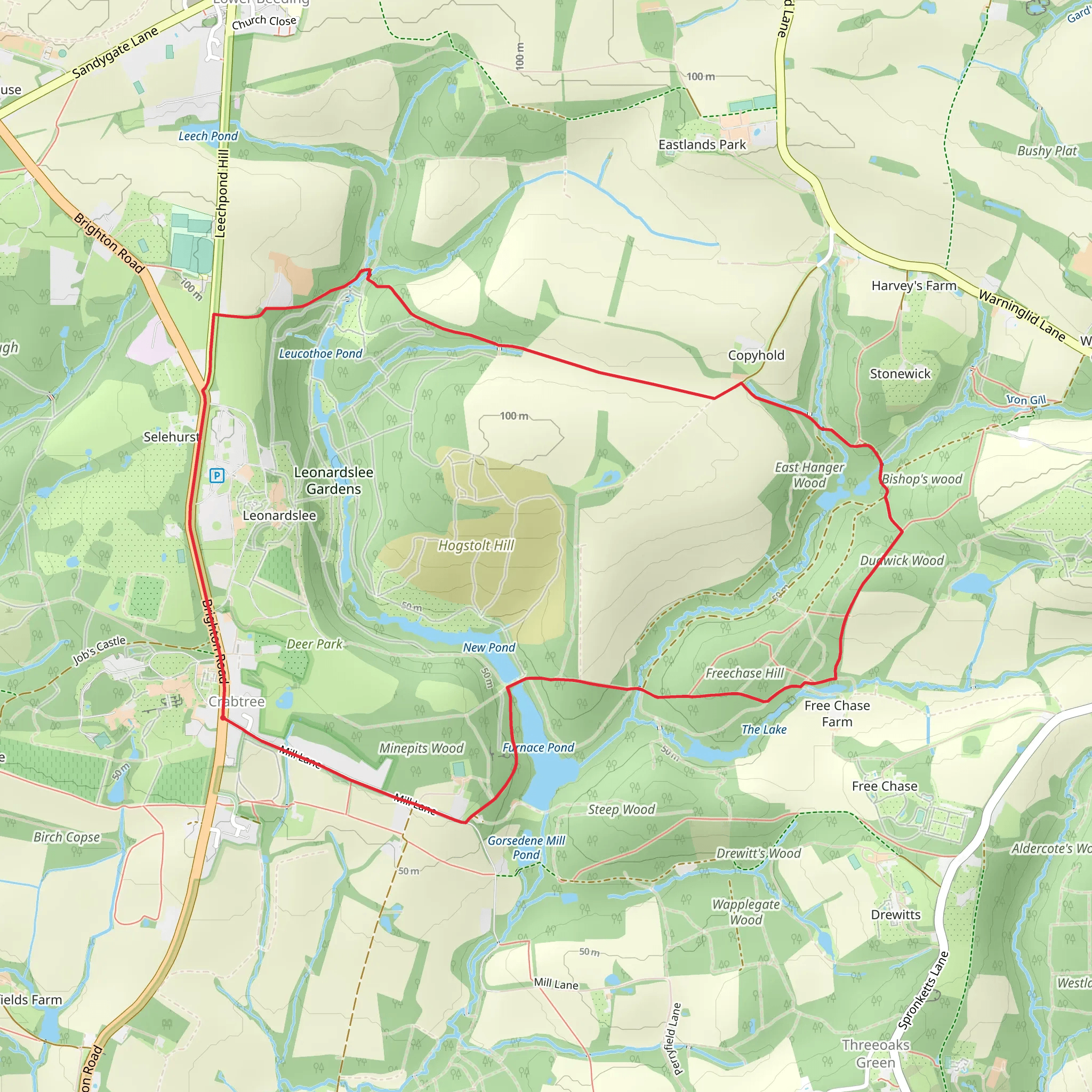 Leonardslee Gardens Loop - Crabtree mobile static map