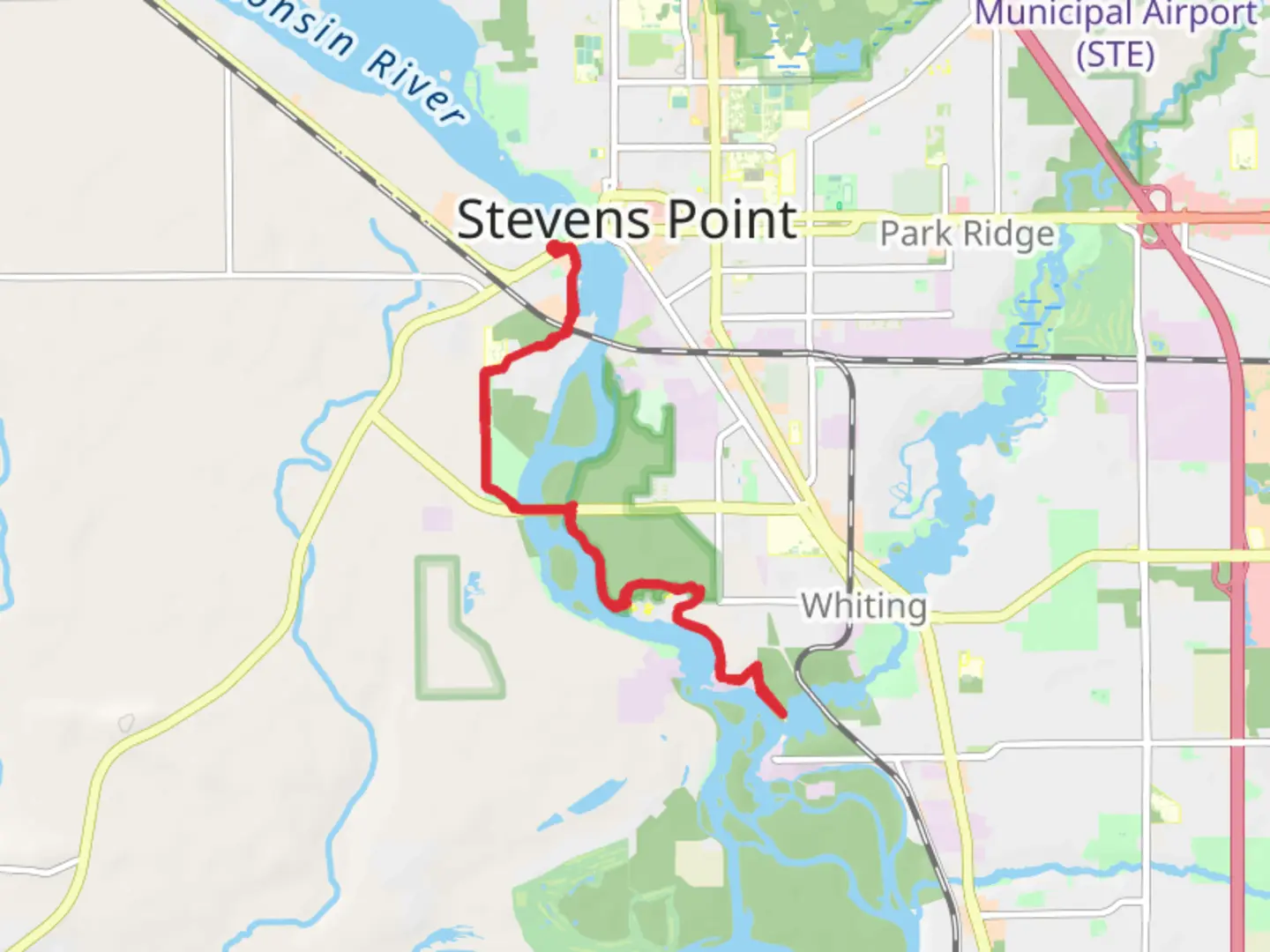 An image depicting the trail Mead Park to Whiting COnservation Area and its surrounding area.