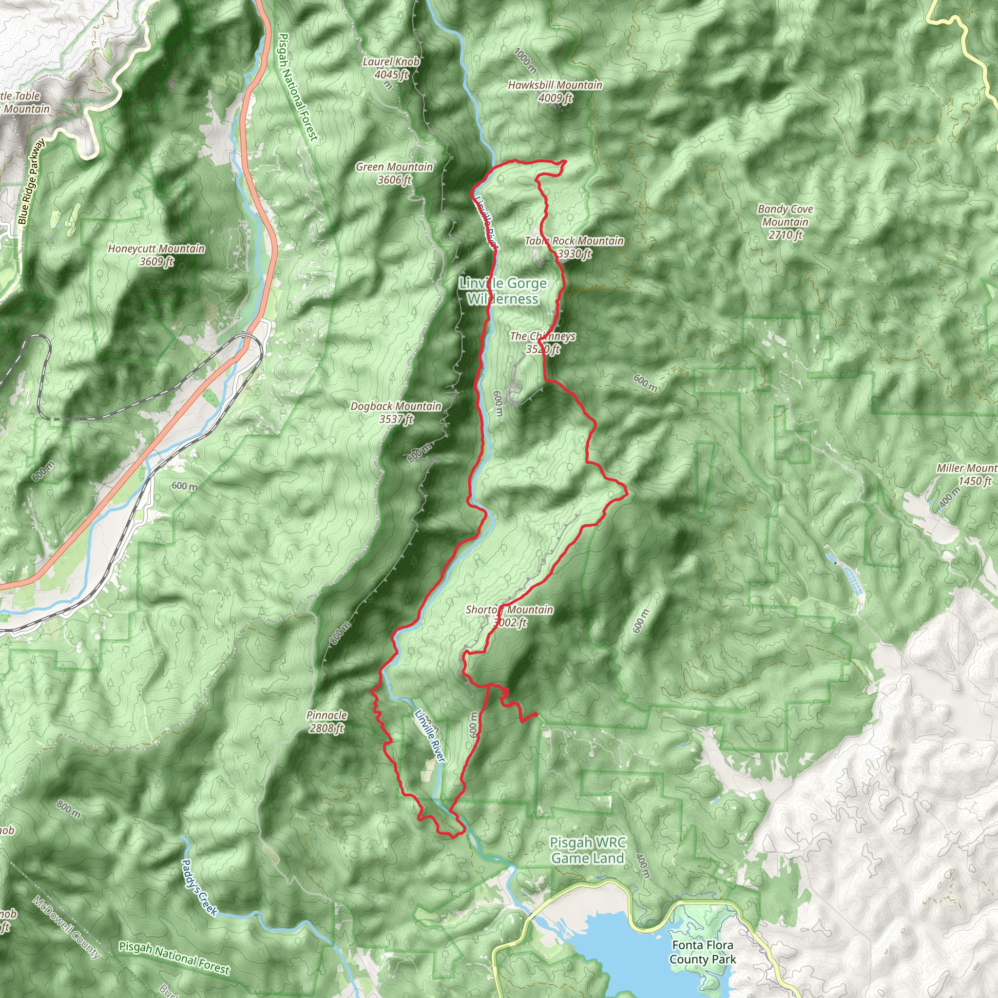 Mountains-to-Sea and Linville Gorge Loop Trail mobile static map