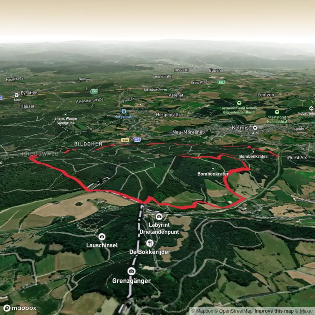 An image depicting the trail Bois de Preus and Ruhr Loop and its surrounding area.