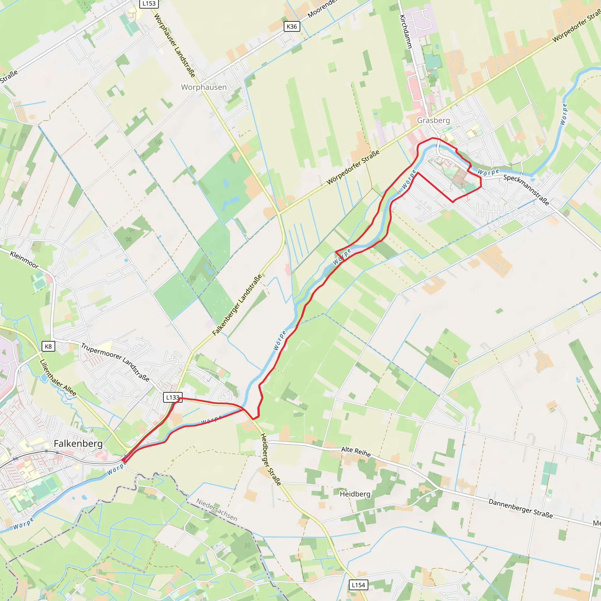 Lilienthal to Grasberg Loop via River Worpe mobile static map