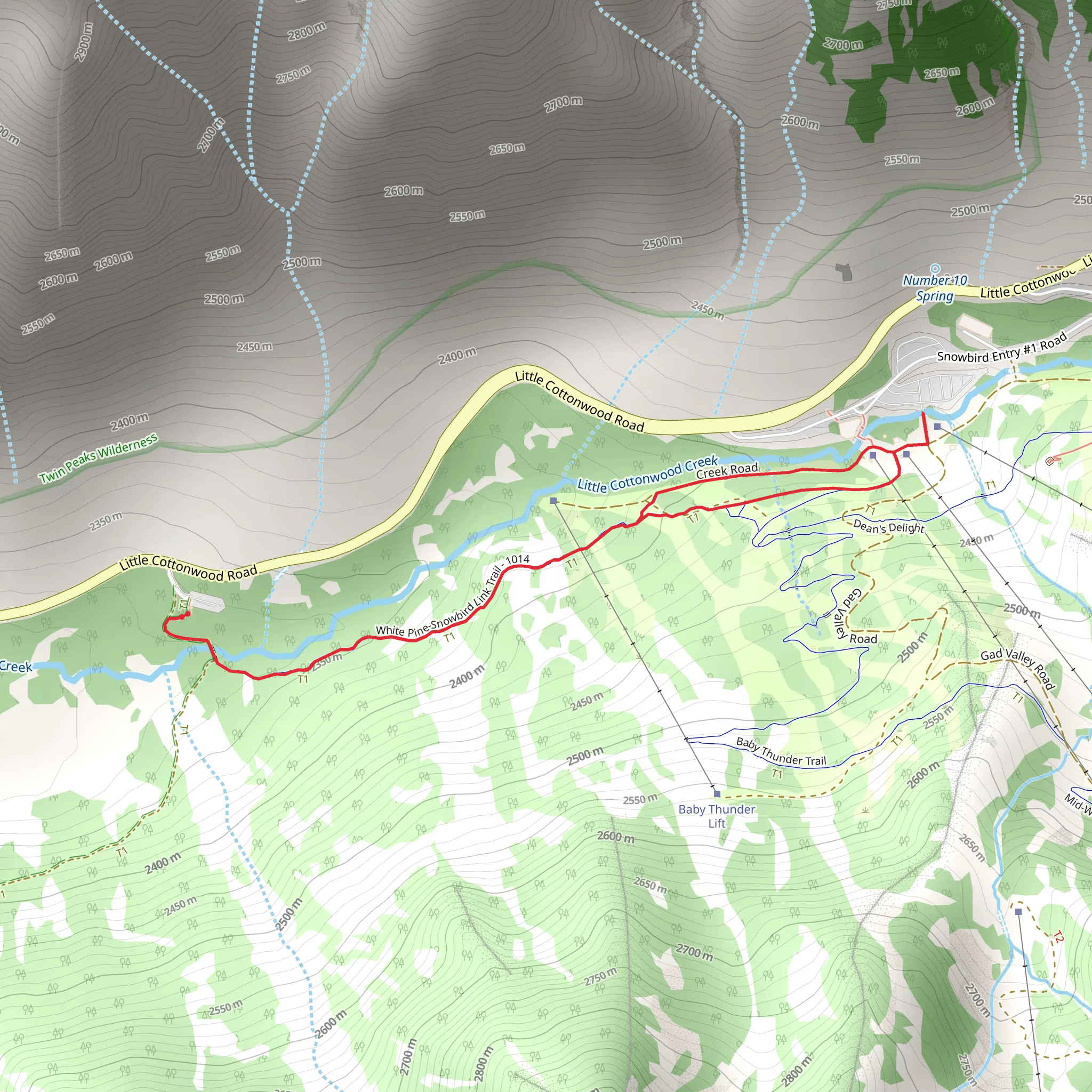 White Pine Snowbird Link Trail mobile static map