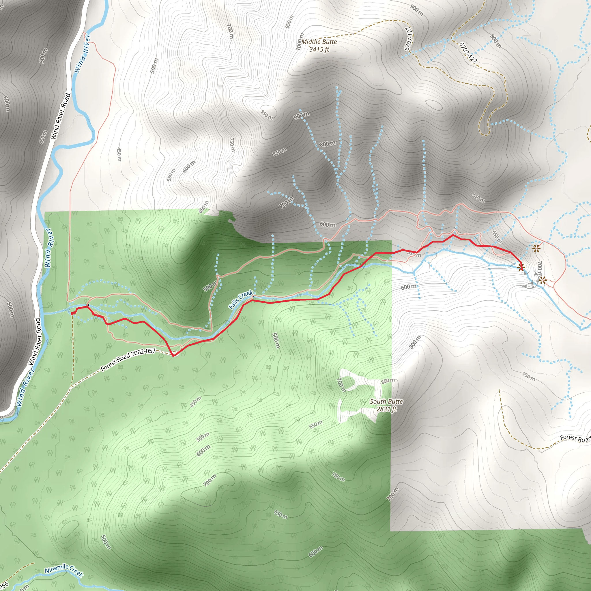 Lower Falls Creek Trail mobile static map