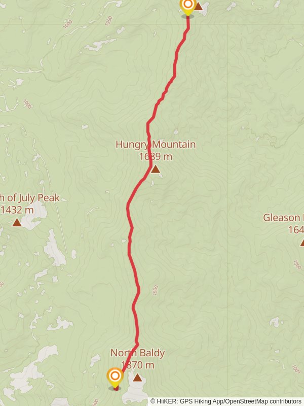 Kalispell Rock - North Baldy Trail mobile static map