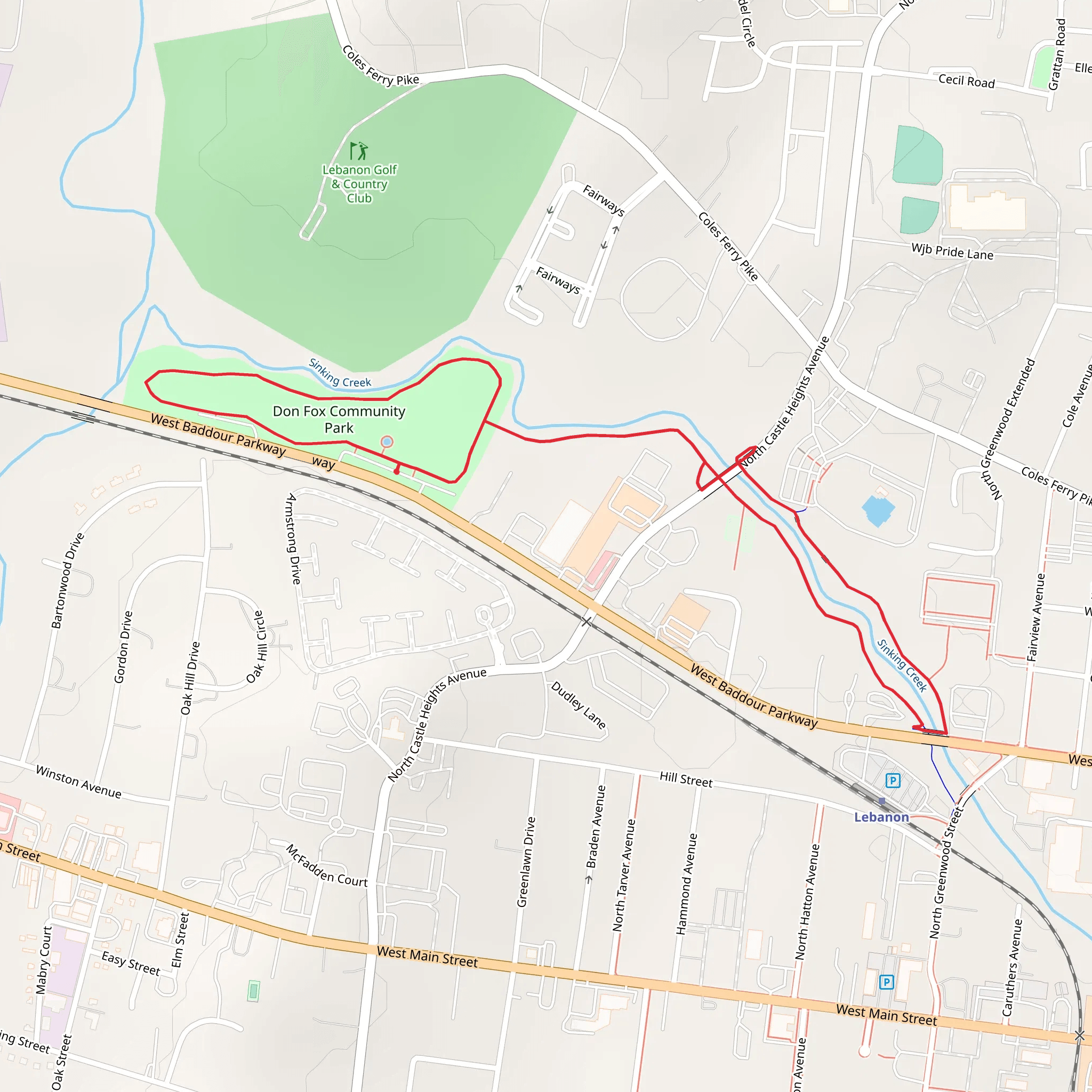 Don Fox Community Park and Sinking Creek Loop mobile static map