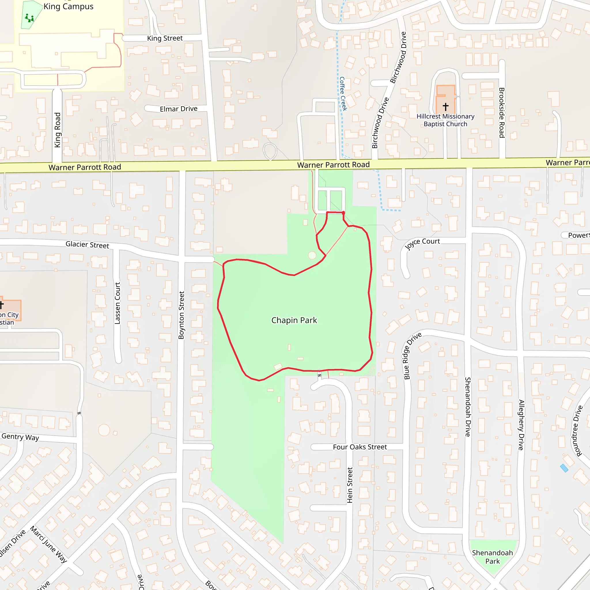 Chapin Park Loop mobile static map