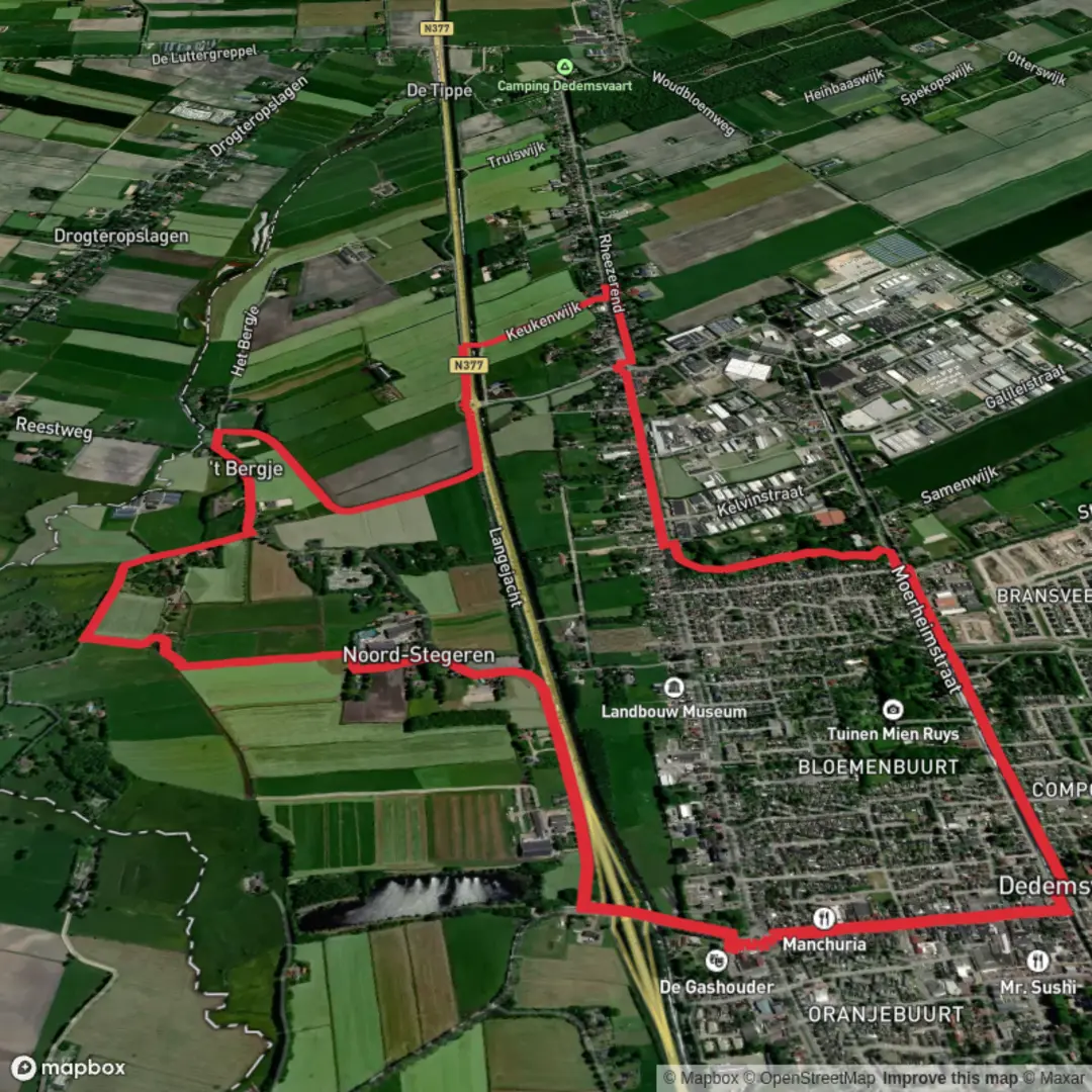 An image depicting the trail Noord Stegeren and Bijenberg Loop and its surrounding area.