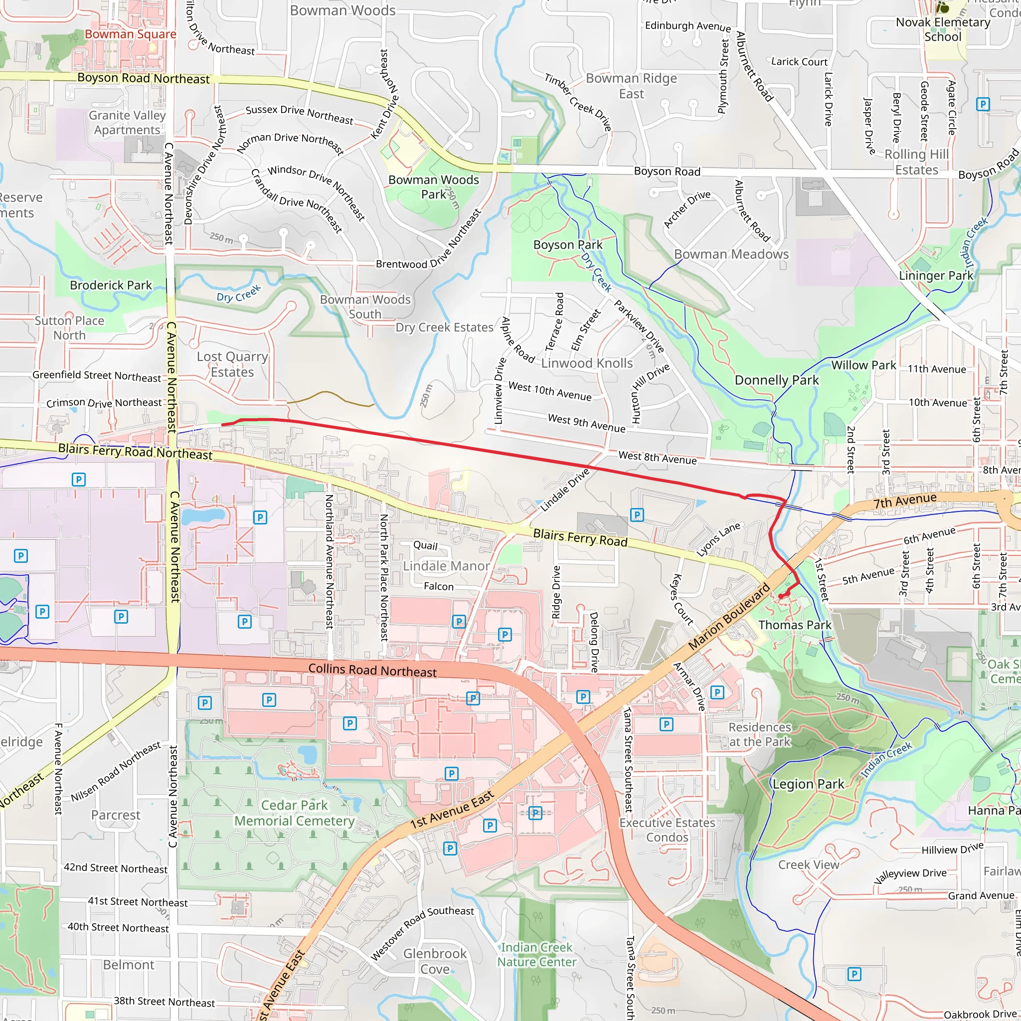 CeMar Trail and Grant Wood Trail mobile static map