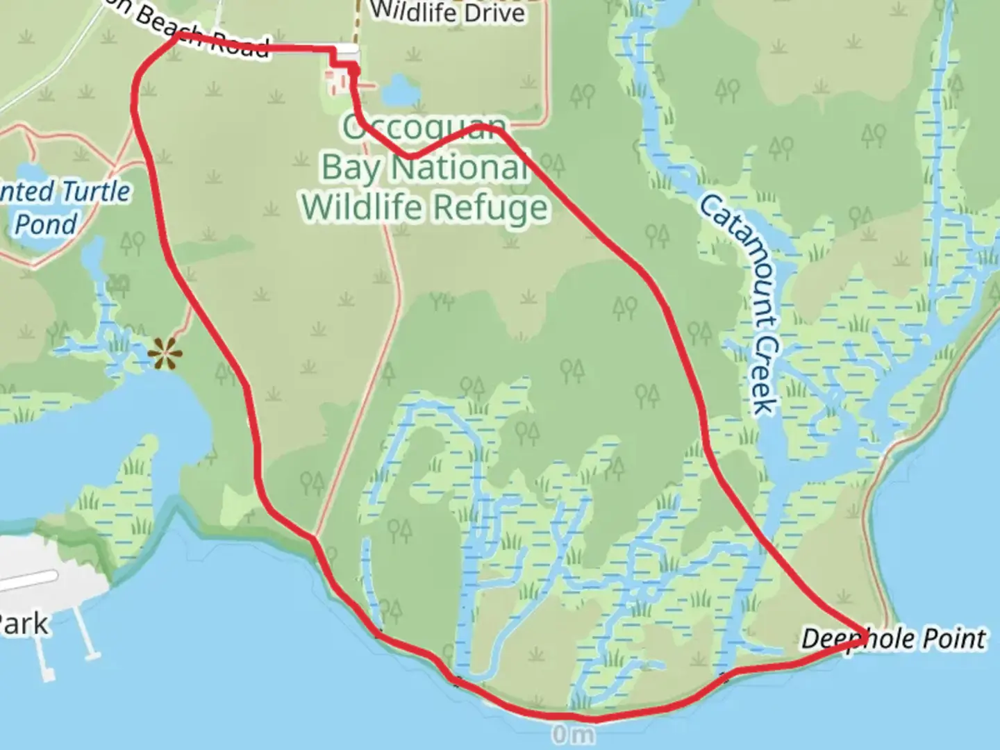 An image depicting the trail Deephole Point Road and Easy Road Loop and its surrounding area.