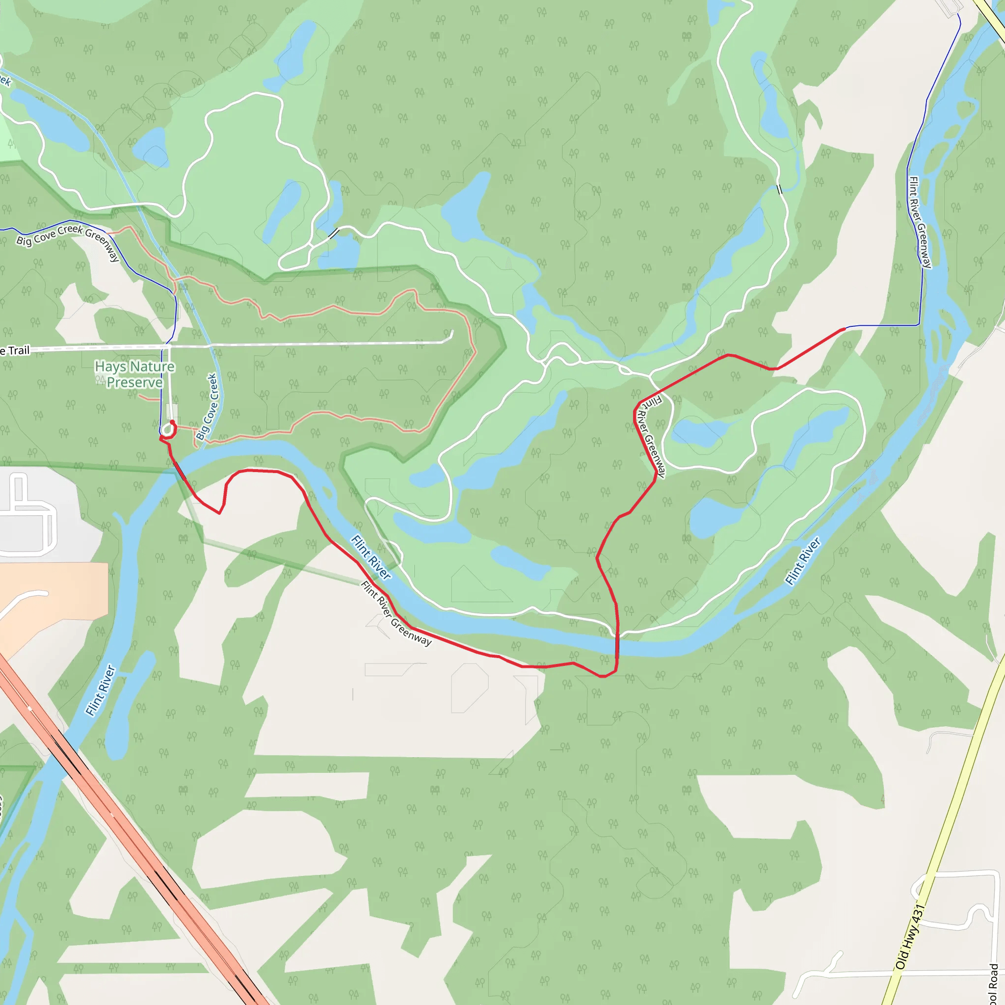 Flint River Greenway and Big Cove Greenway mobile static map