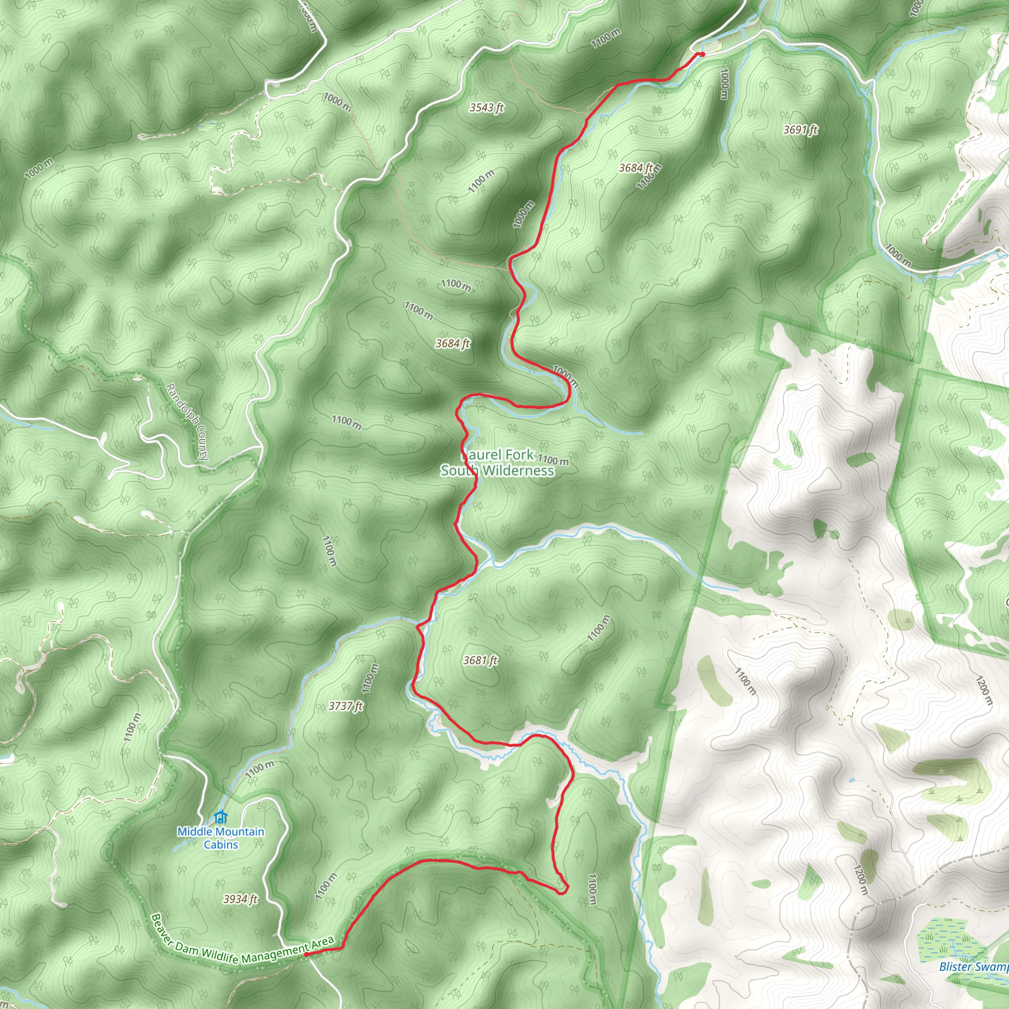 Laurel Fork South Trail mobile static map