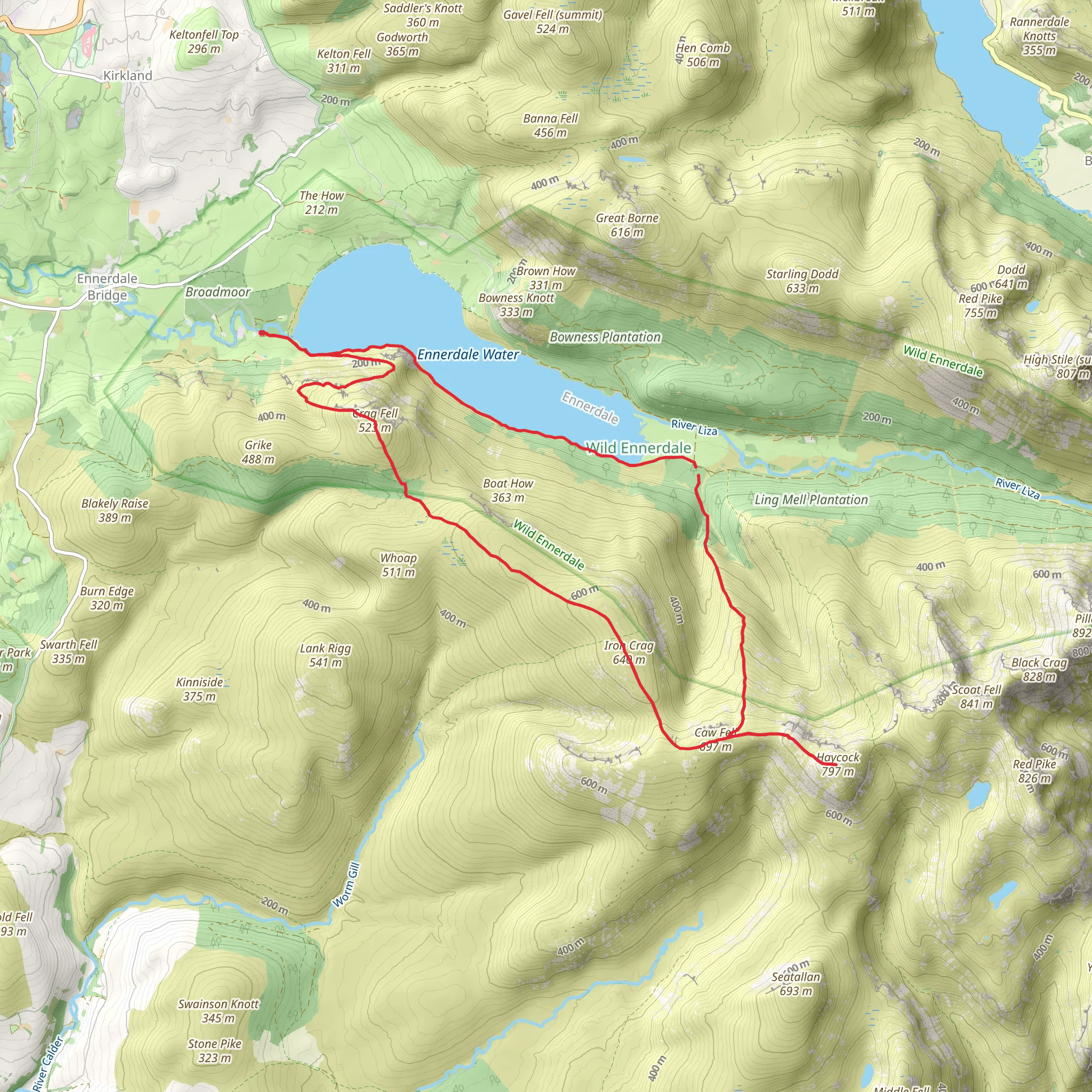 Crag Fell, Heycock and Ennerdale Water Loop via Coast to Coast Walk mobile static map