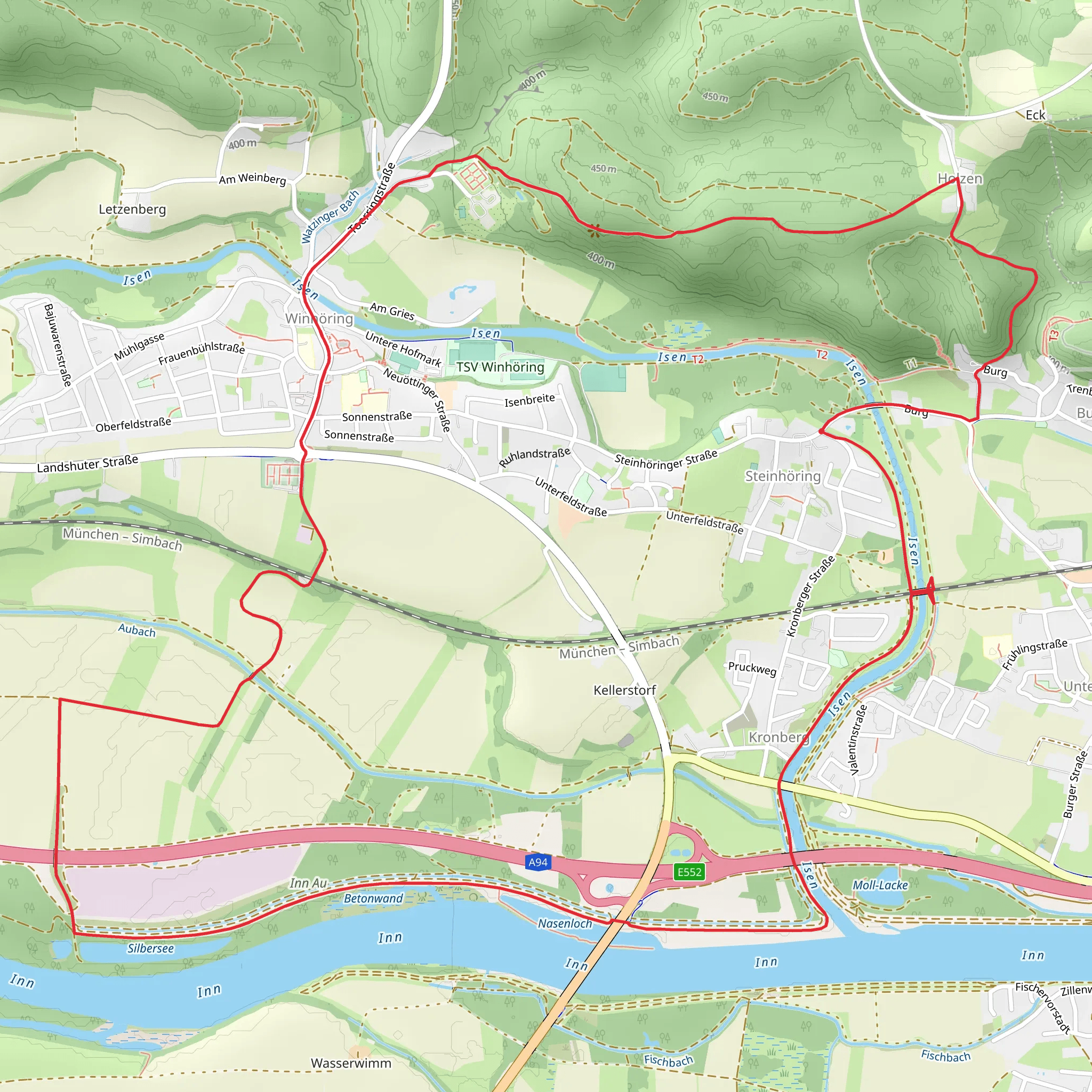 Steinhöring to Winhöring Loop via River Inn mobile static map
