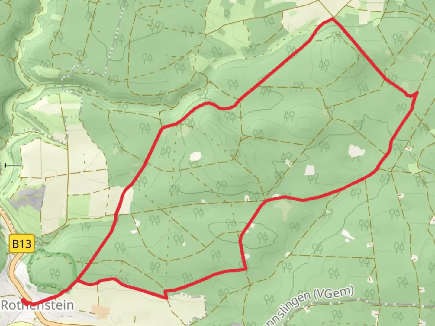 An image depicting the trail Erzweg Loop and its surrounding area.
