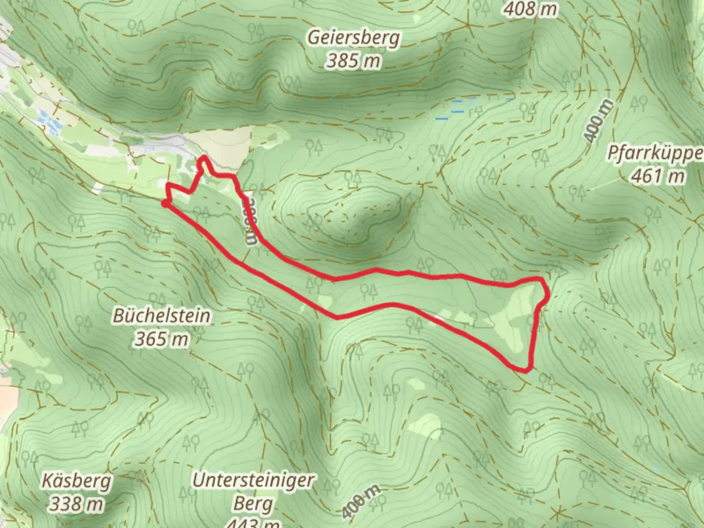 An image depicting the trail Biebergemuend Rundwanderweg and its surrounding area.