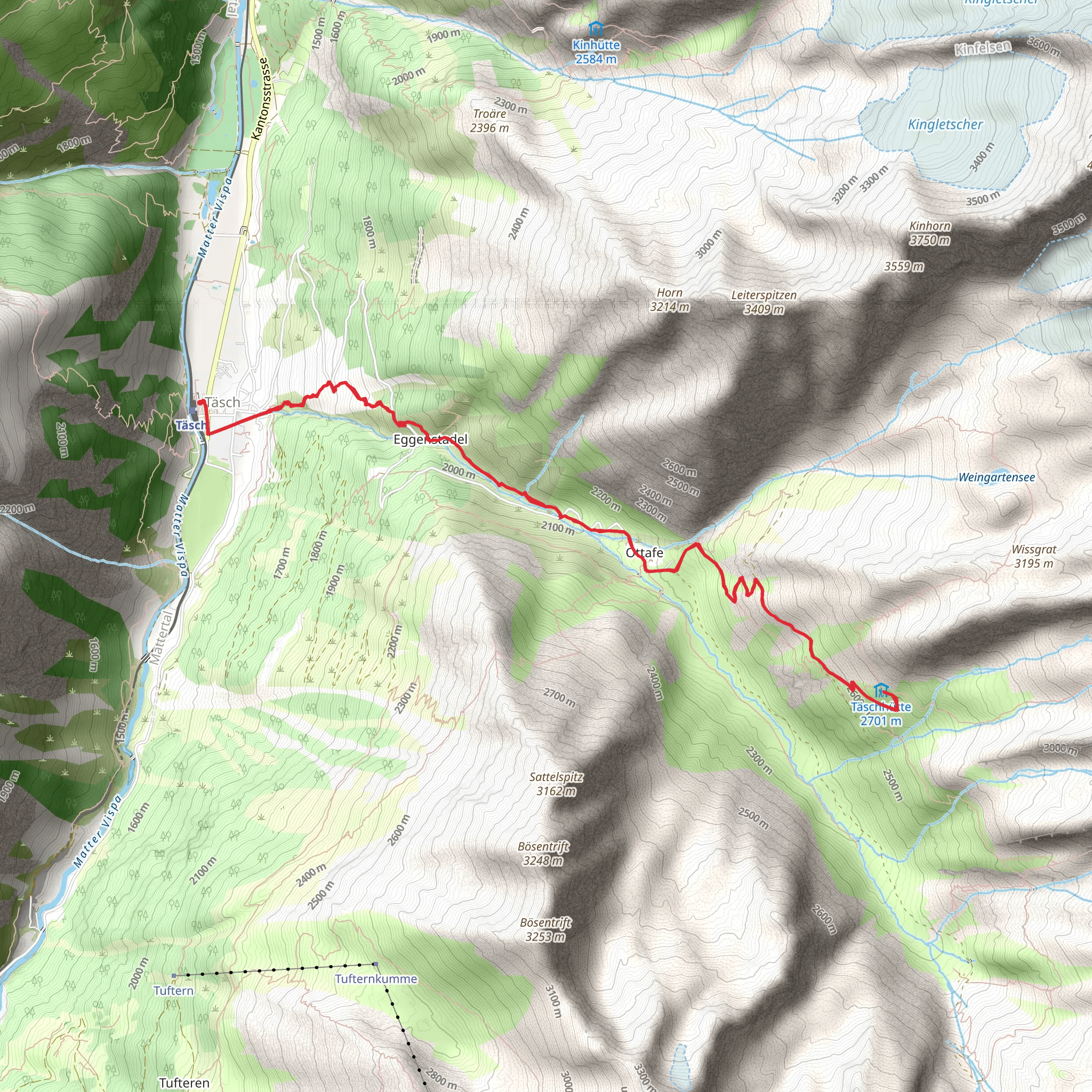 Hike to the Täsch Hut Nr 45 mobile static map