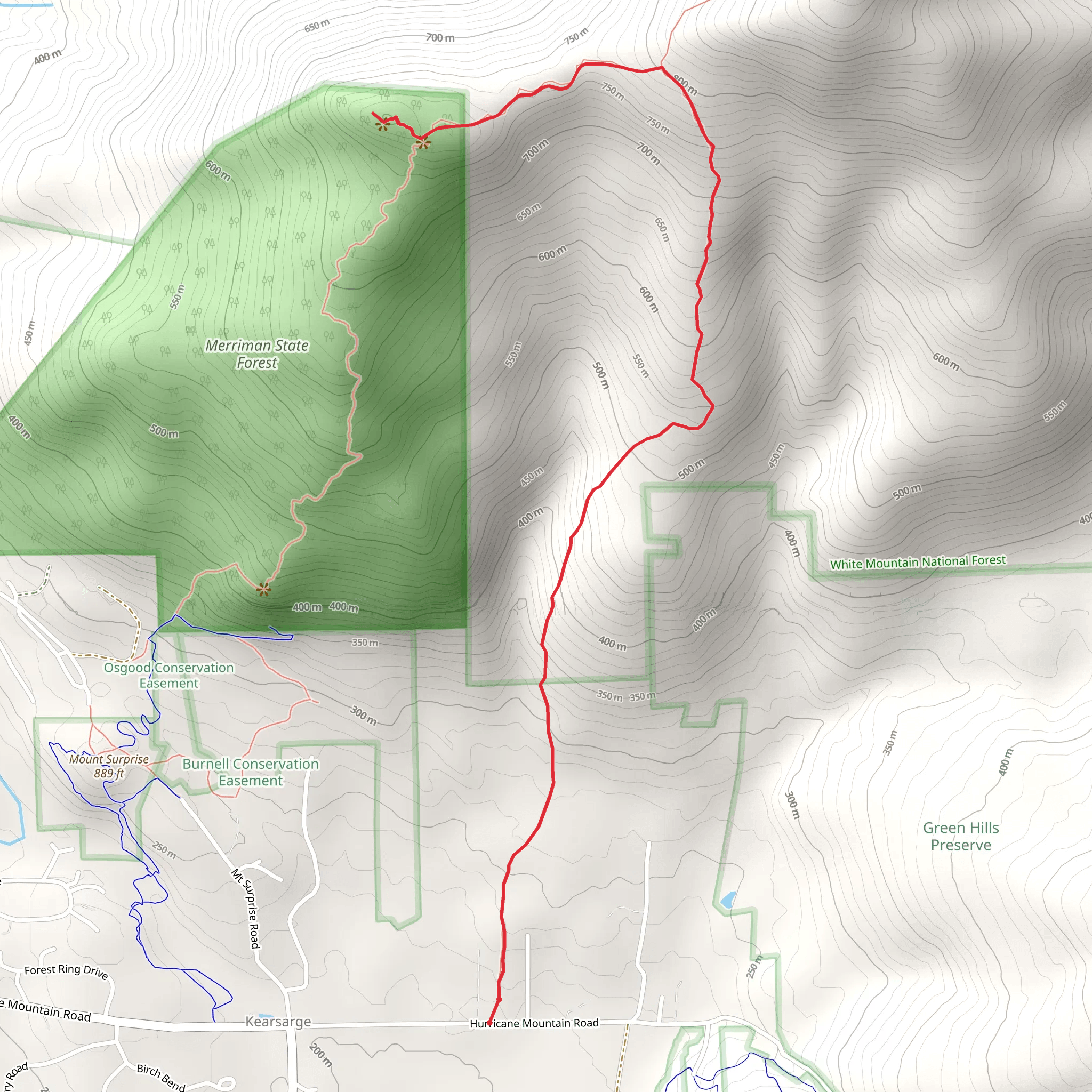 Bartlett Mountain via Kearsarge North Trail mobile static map